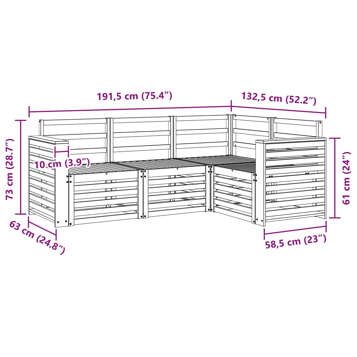 Sofagarnituren 4 pcs Natur Massivholz Akazie