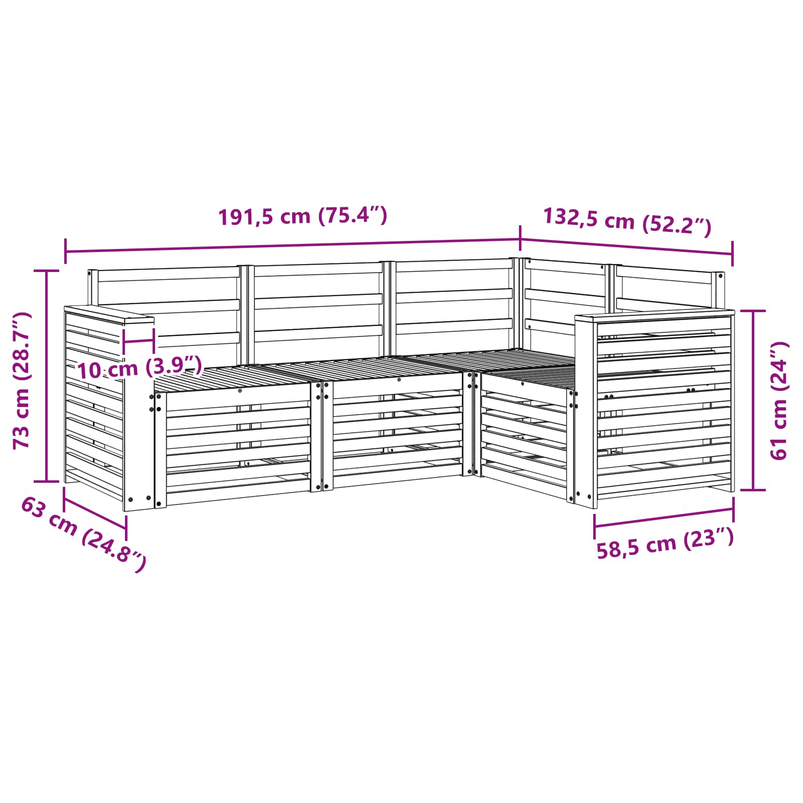 Sofagarnituren 4 pcs Natur Massivholz Akazie