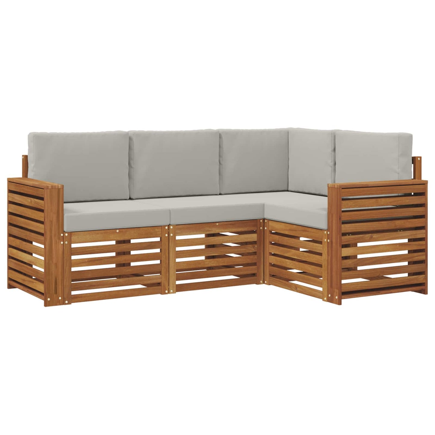 Outdoor-Sofagarnitur 4 stk. Natürlich und Hellgrau Polyester