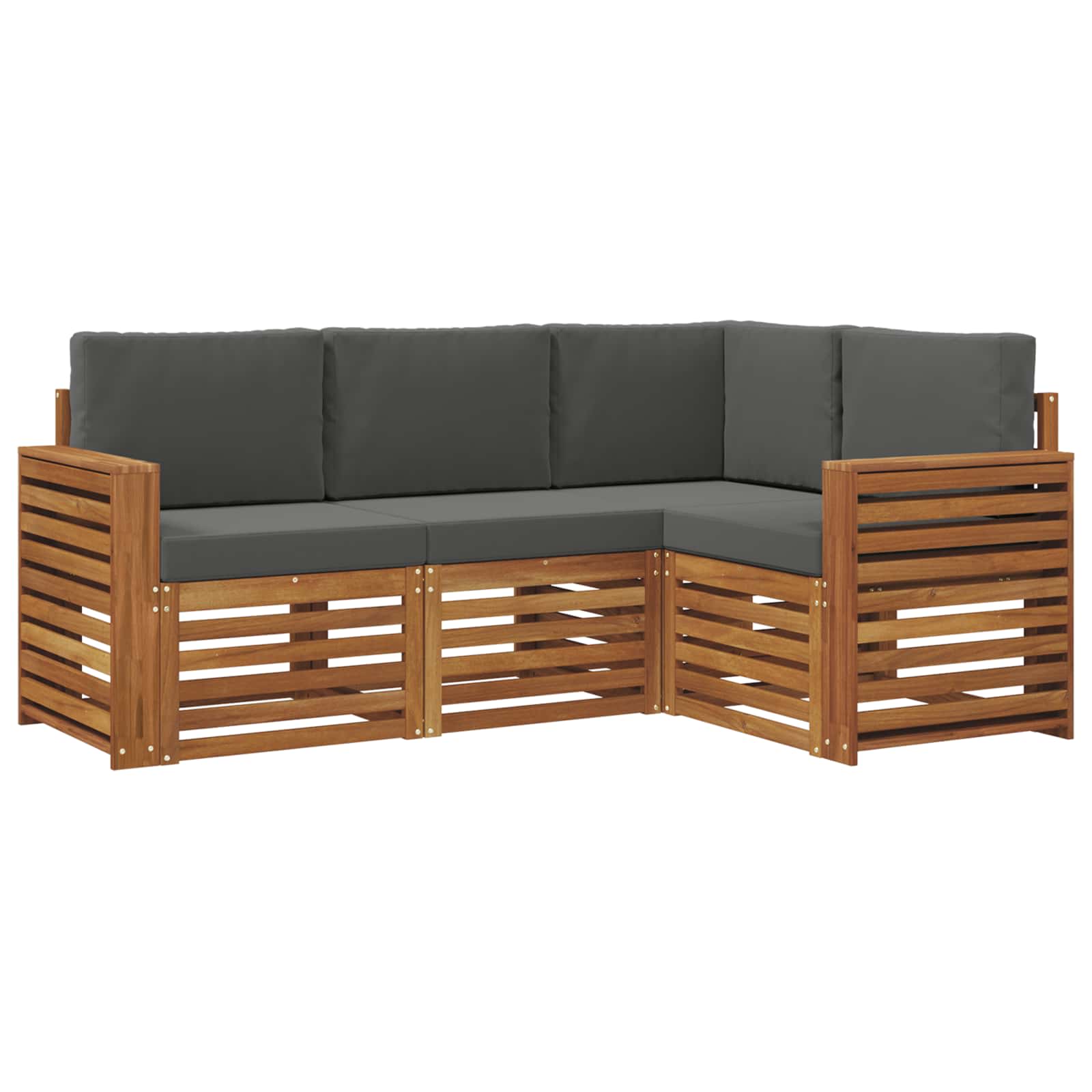 Outdoor-Sofagarnitur 4 stk. Natur und Anthrazit Polyester