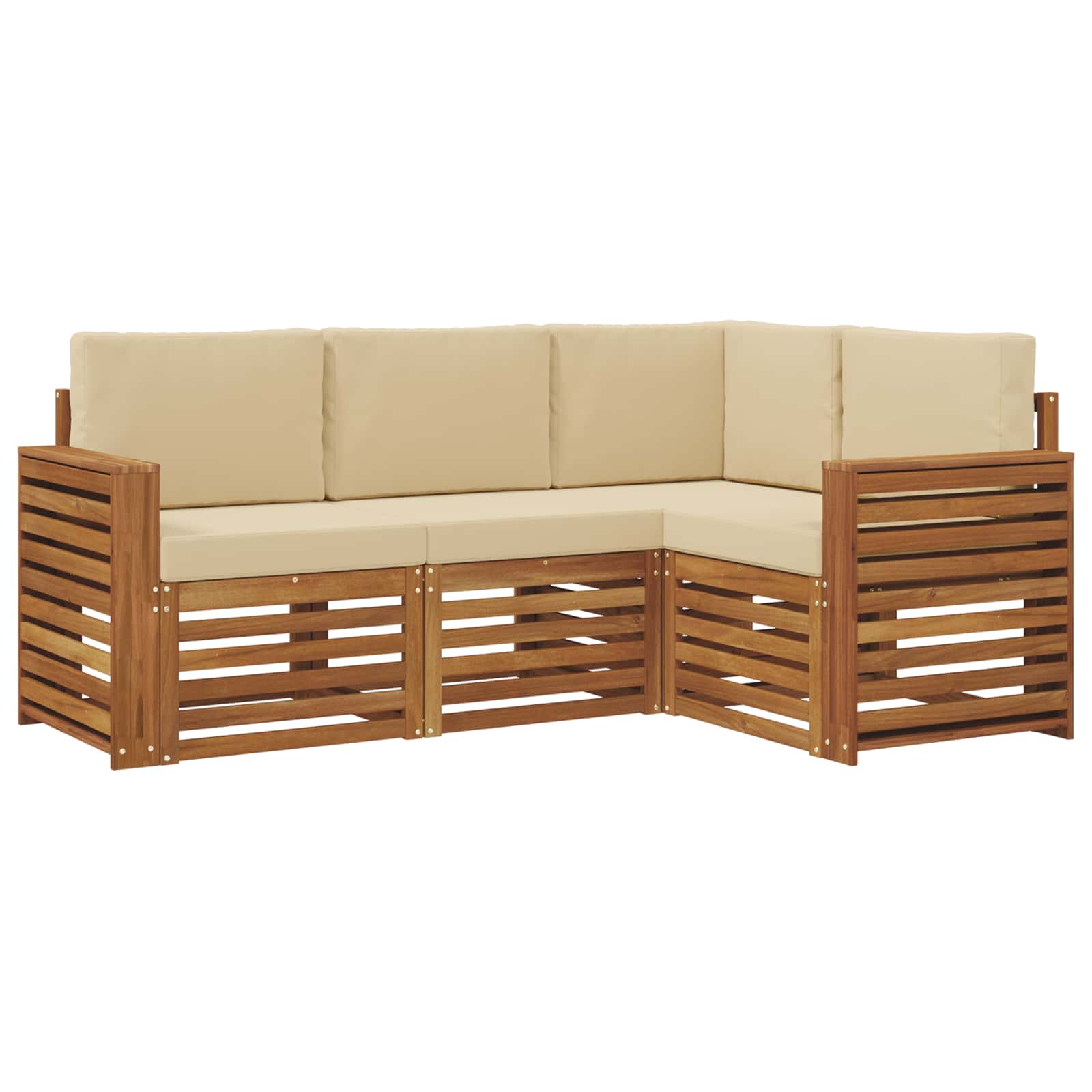 Outdoor-Sofagarnitur 4 stk. Natur und Beige Polyester