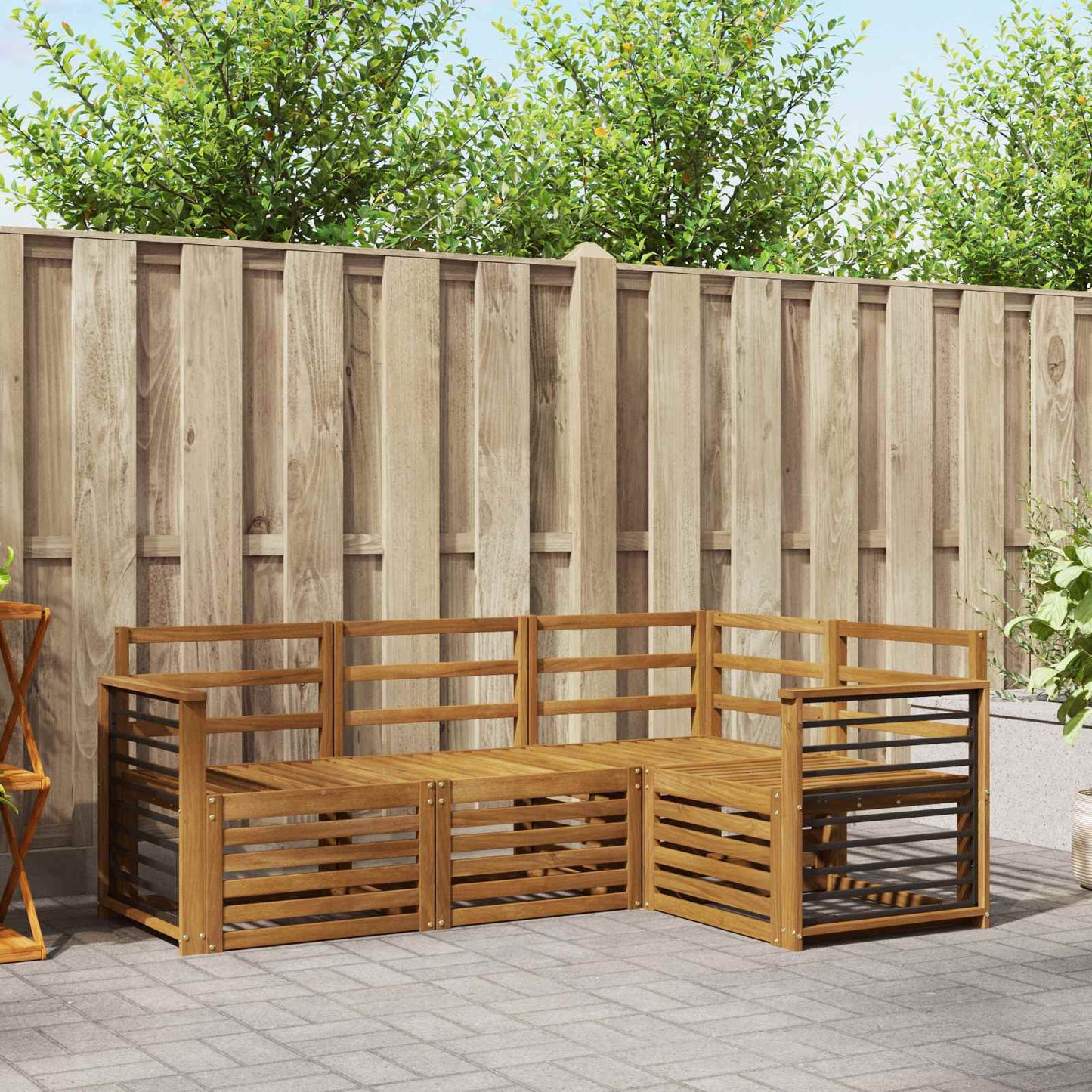 Sofagarnituren 4 pcs Natur Massivholz Akazie