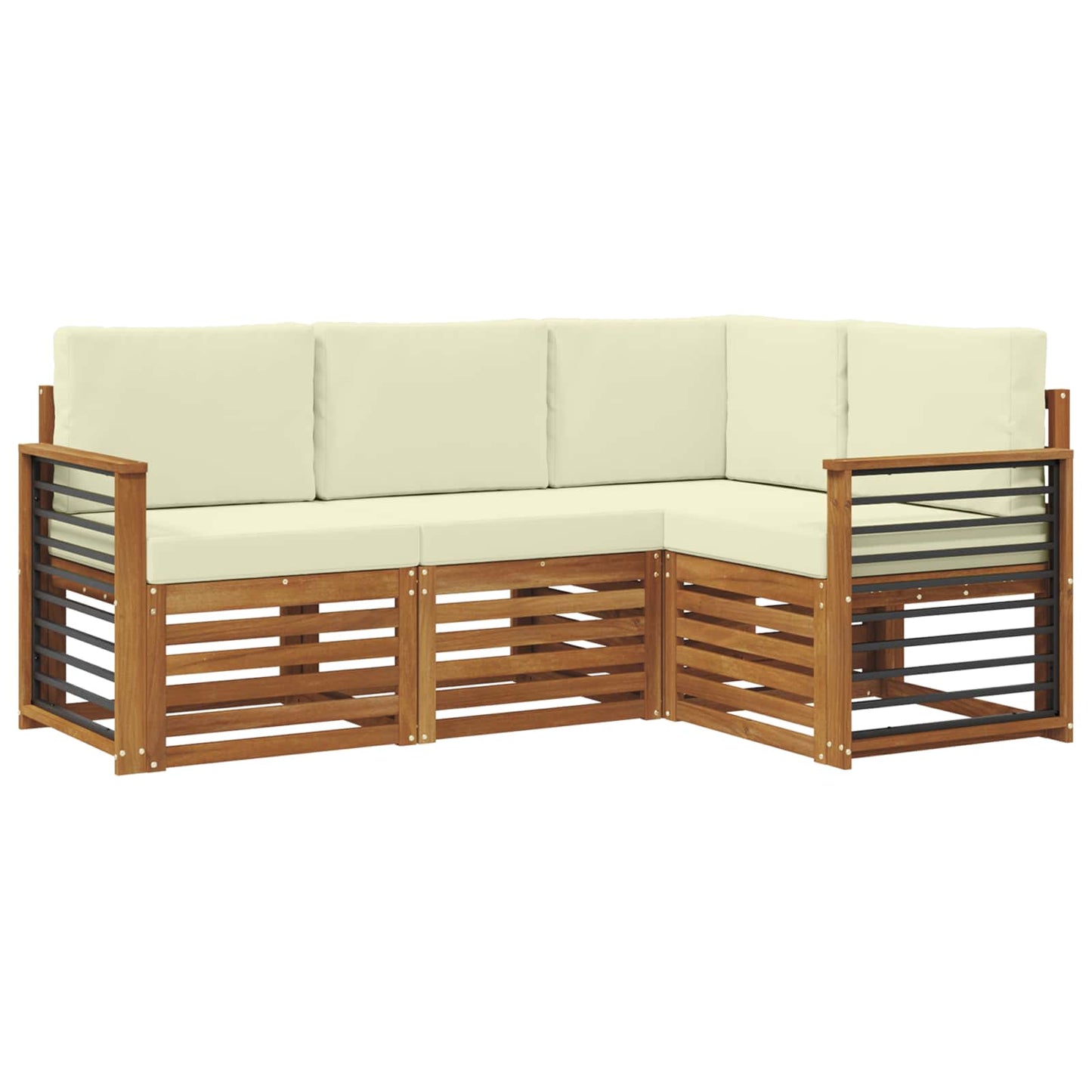 Sofagarnituren 4 pcs Natur und Creme Massivholz Akazie