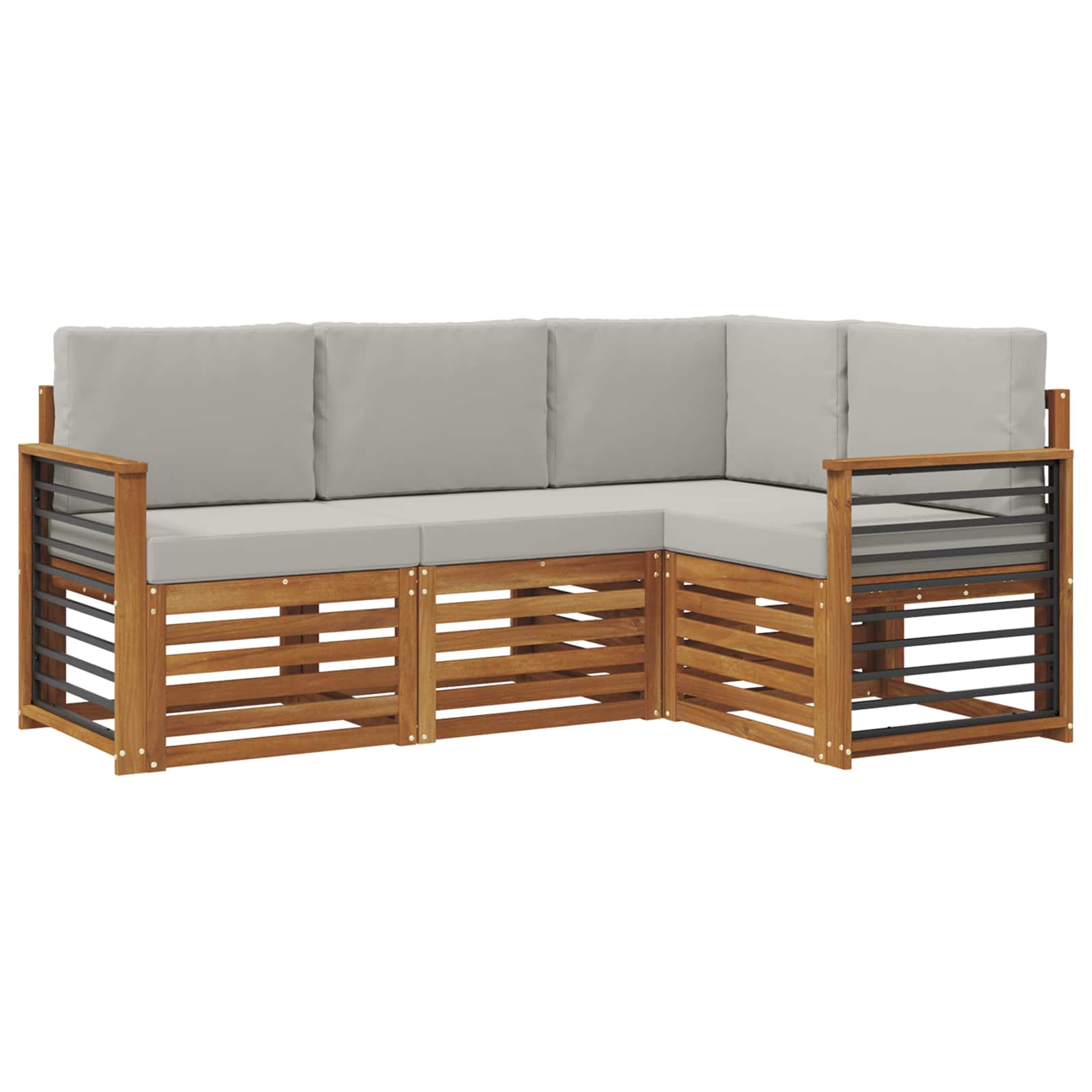 Outdoor-Sofagarnitur 4 stk. Natürlich und Hellgrau Polyester