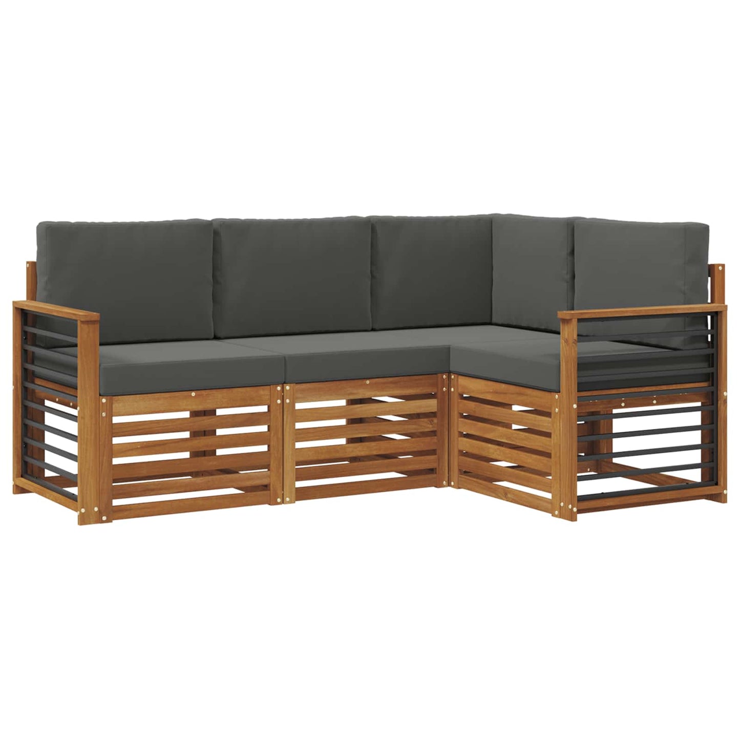 Sofagarnituren 4 pcs Natur und Anthrazit Massivholz Akazie