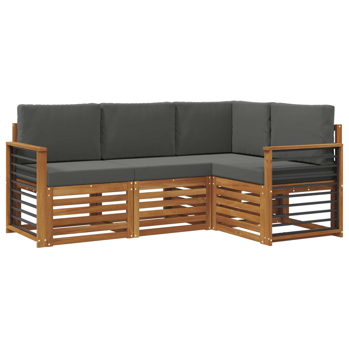 Outdoor-Sofagarnitur 4 stk. Natur und Anthrazit Polyester