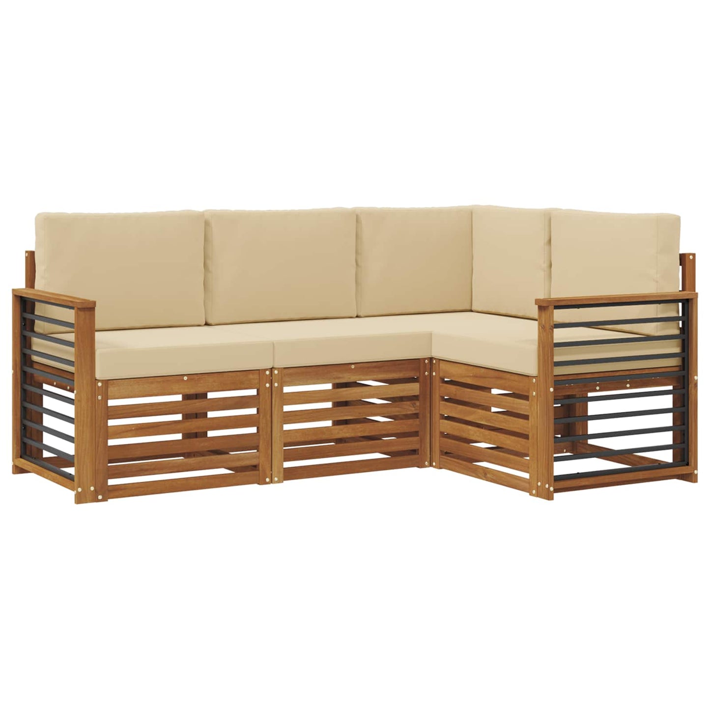 Outdoor-Sofagarnitur 4 stk. Natur und Beige Polyester