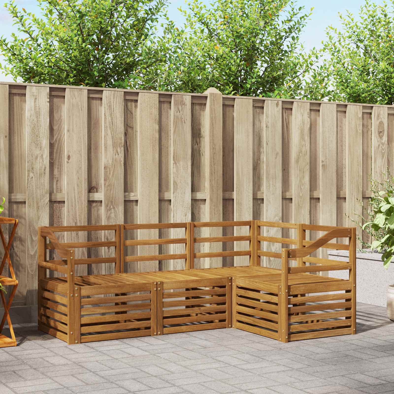 Sofagarnituren 4 pcs Natur Massivholz Akazie