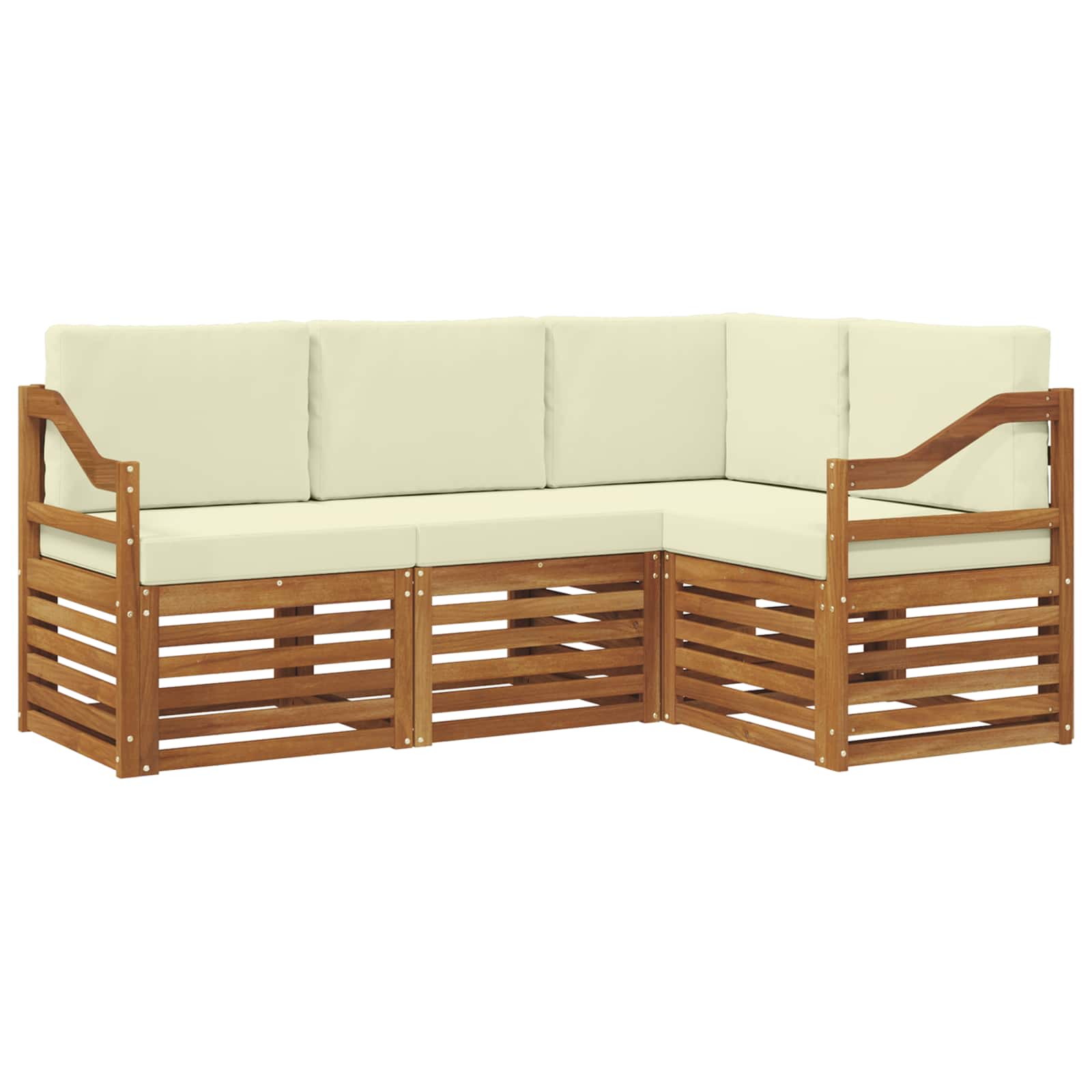 Sofagarnituren 4 pcs Natur und Creme Massivholz Akazie