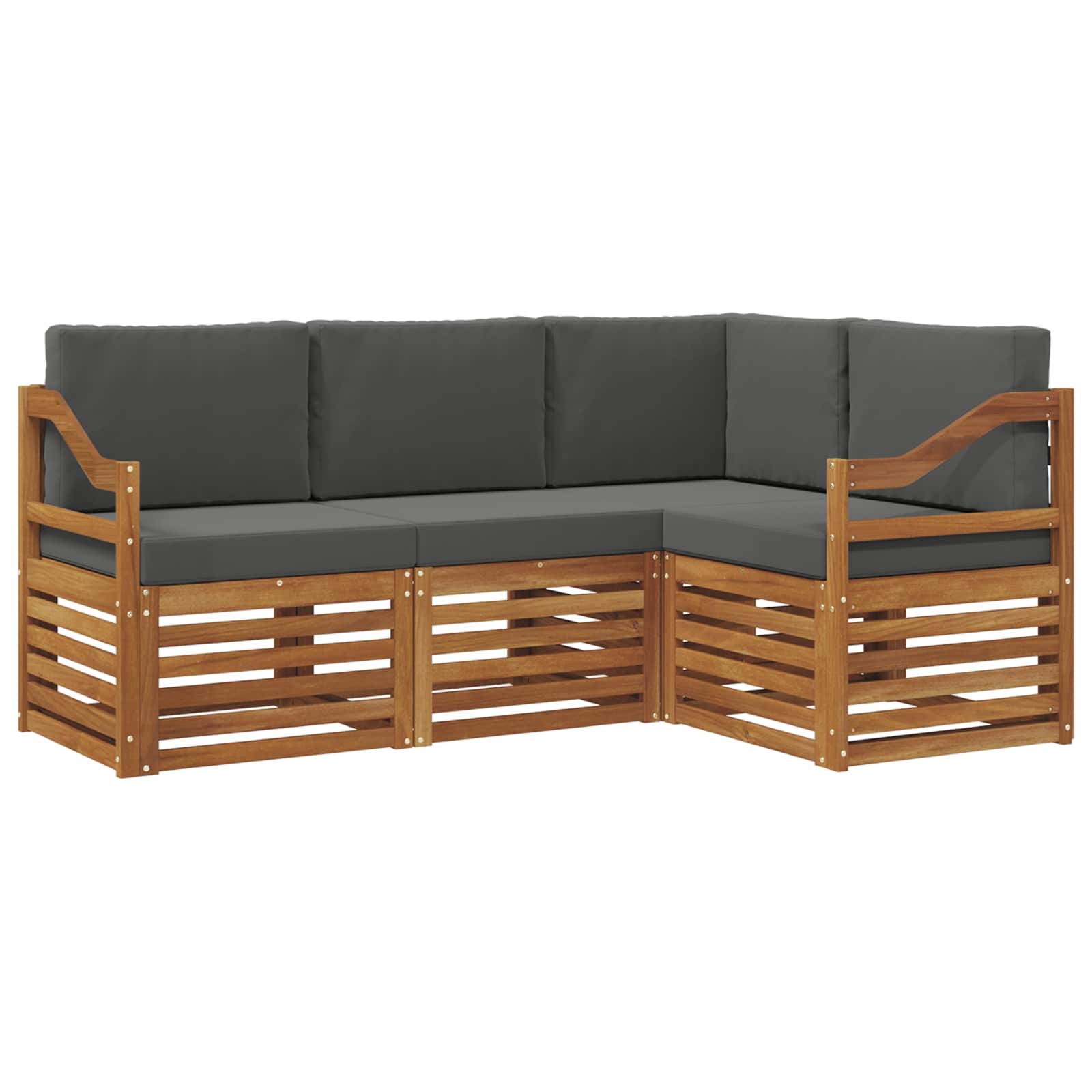 Sofagarnituren 4 pcs Natur und Anthrazit Massivholz Akazie