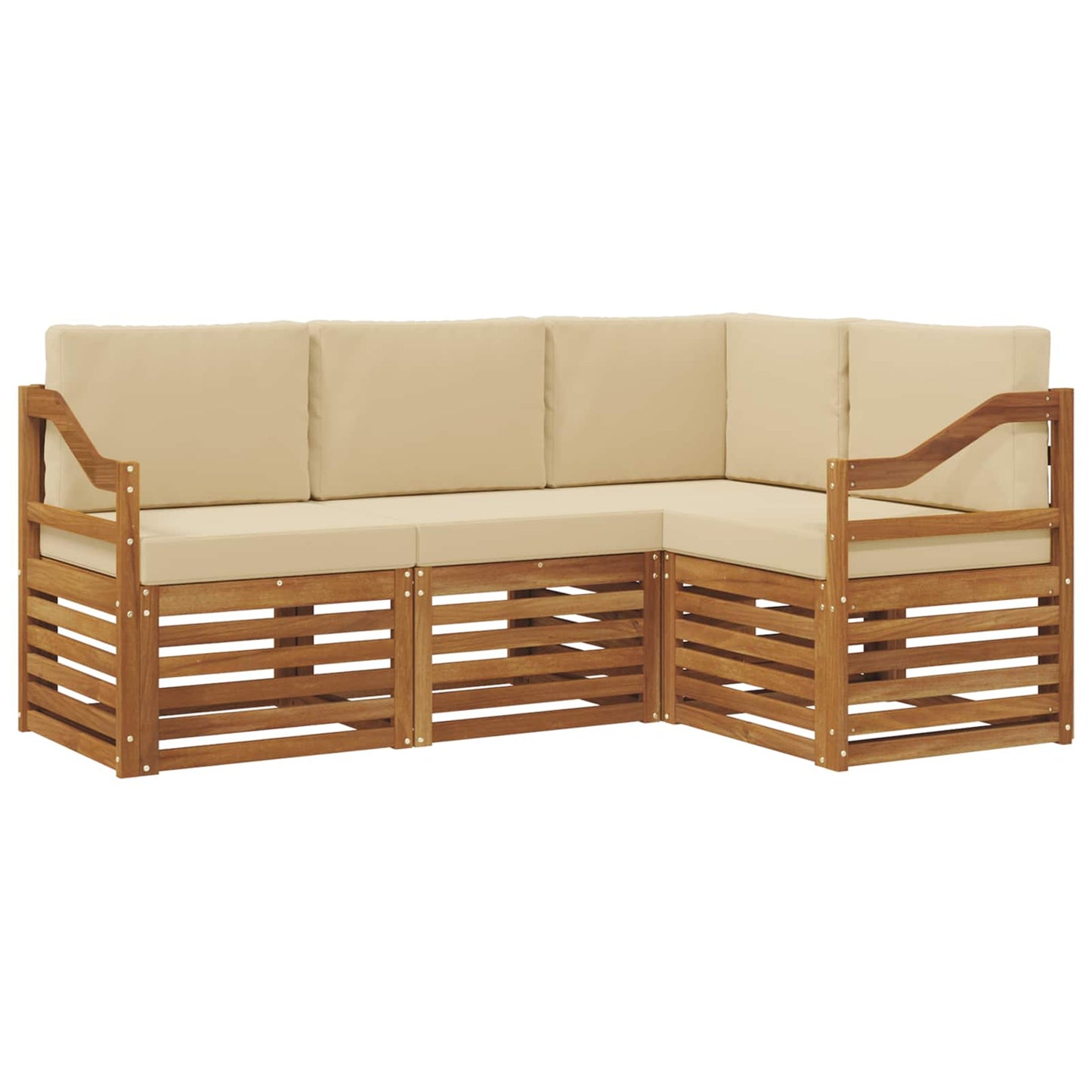 Outdoor-Sofagarnitur 4 stk. Natur und Beige Polyester