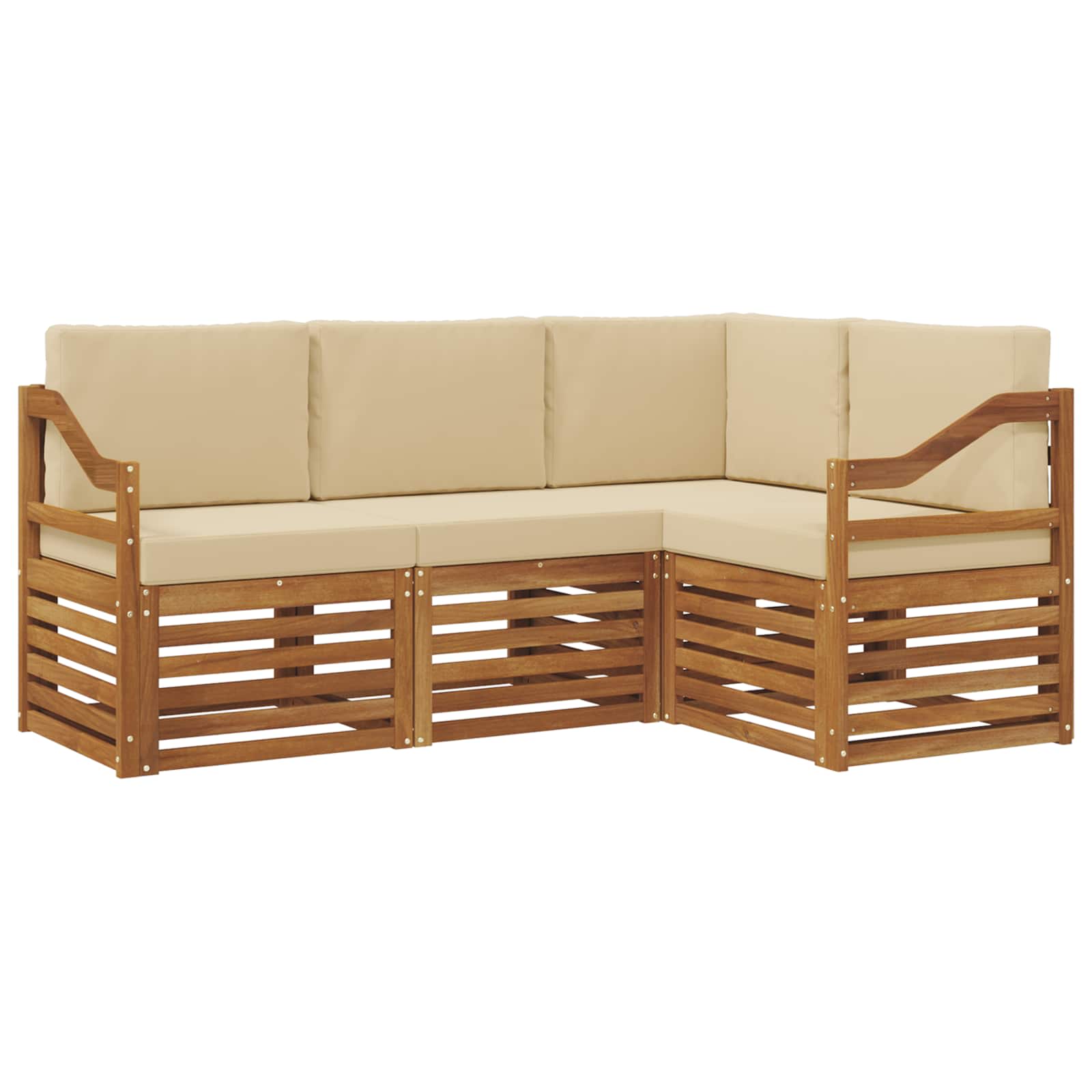 Outdoor-Sofagarnitur 4 stk. Natur und Beige Polyester