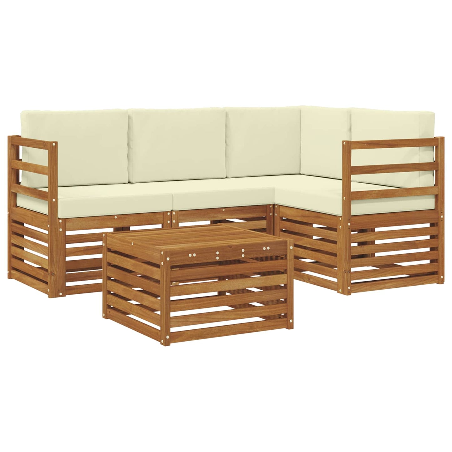 Outdoor-Sofagarnitur mit Kissen 5 pcs Natur und Creme