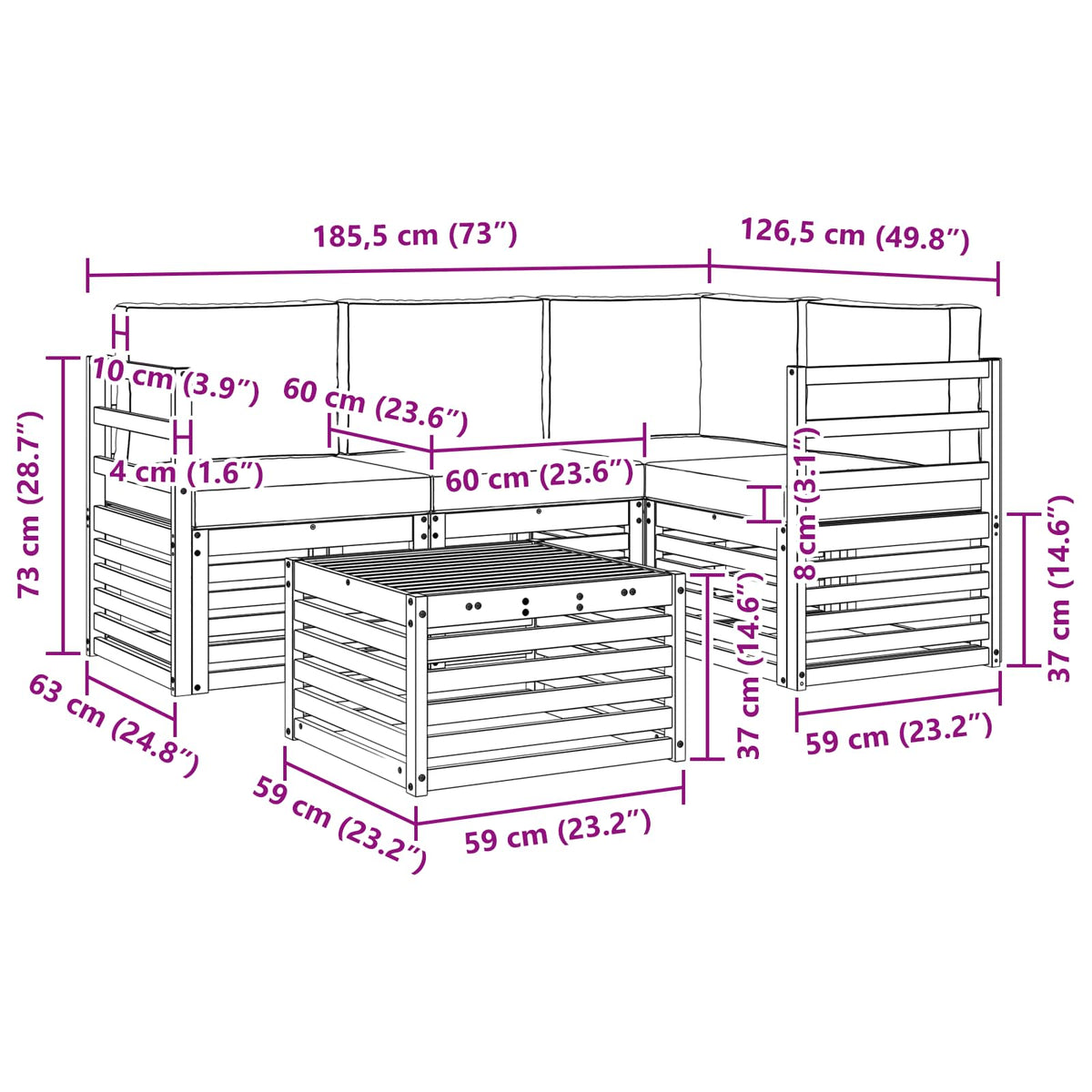 Outdoor-Sofagarnitur 5 stk. Natur und Creme Polyester