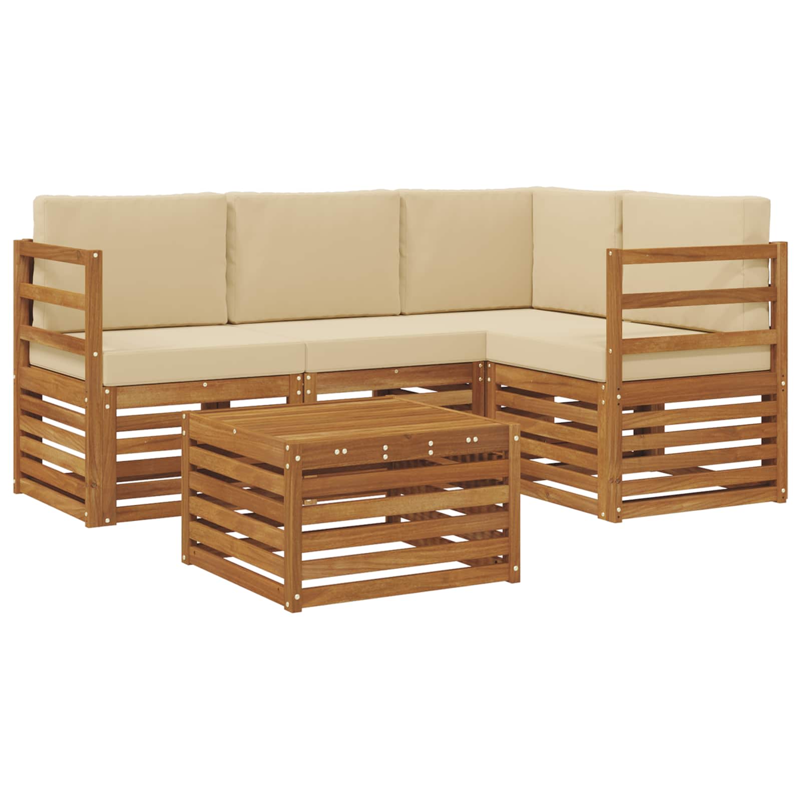 Outdoor-Sofagarnitur 5 stk. Natur und Beige Polyester