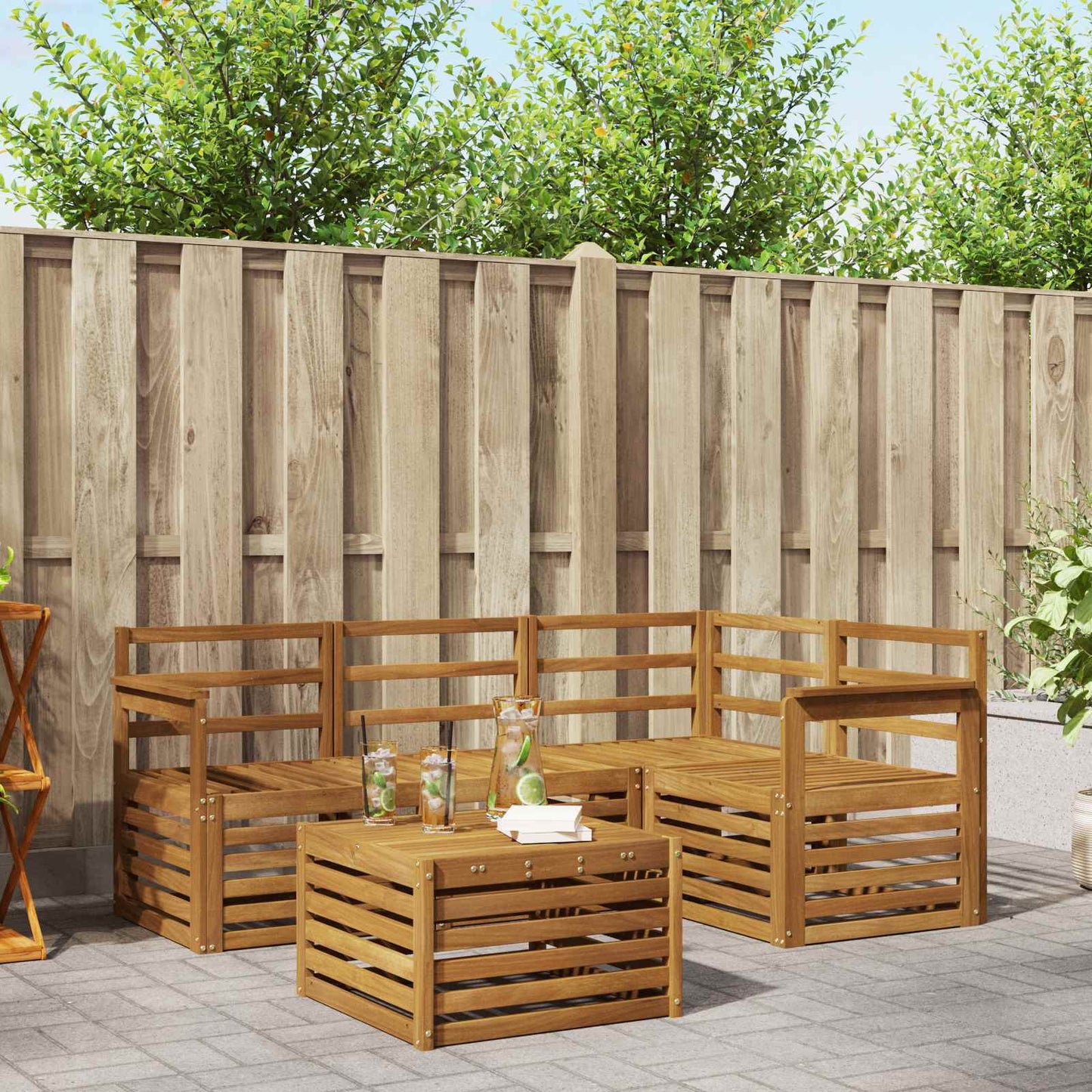 Outdoor-Sofagarnitur 5 pcs Natur