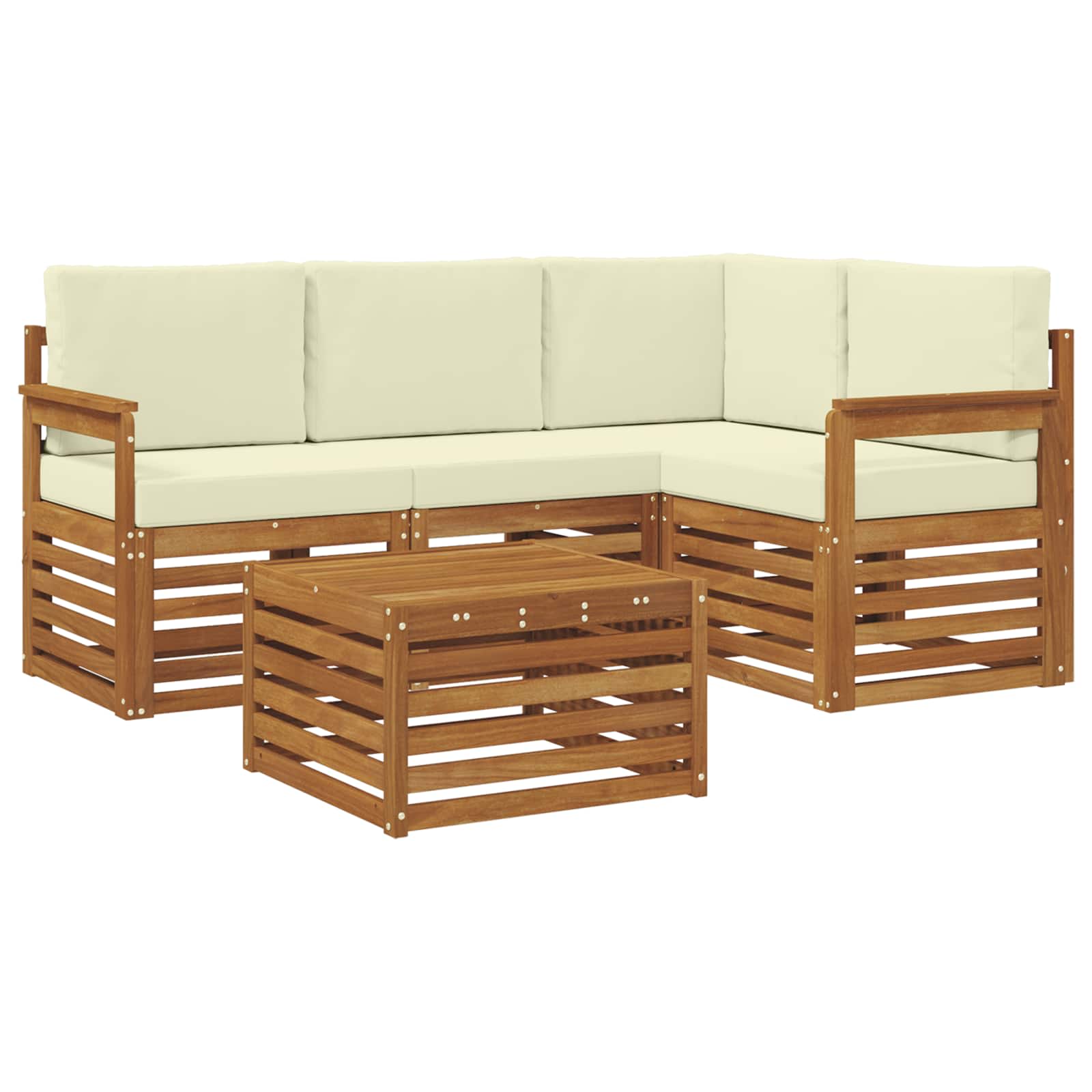 Outdoor-Sofagarnitur mit Kissen 5 pcs Natur und Creme