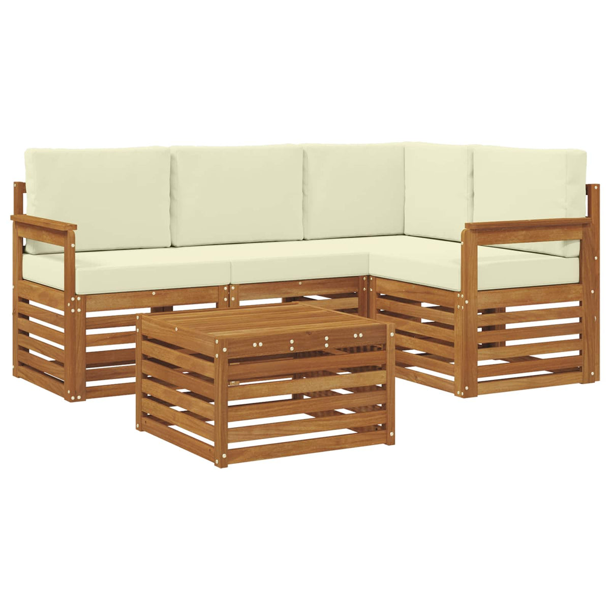 Outdoor-Sofagarnitur 5 stk. Natur und Creme Polyester