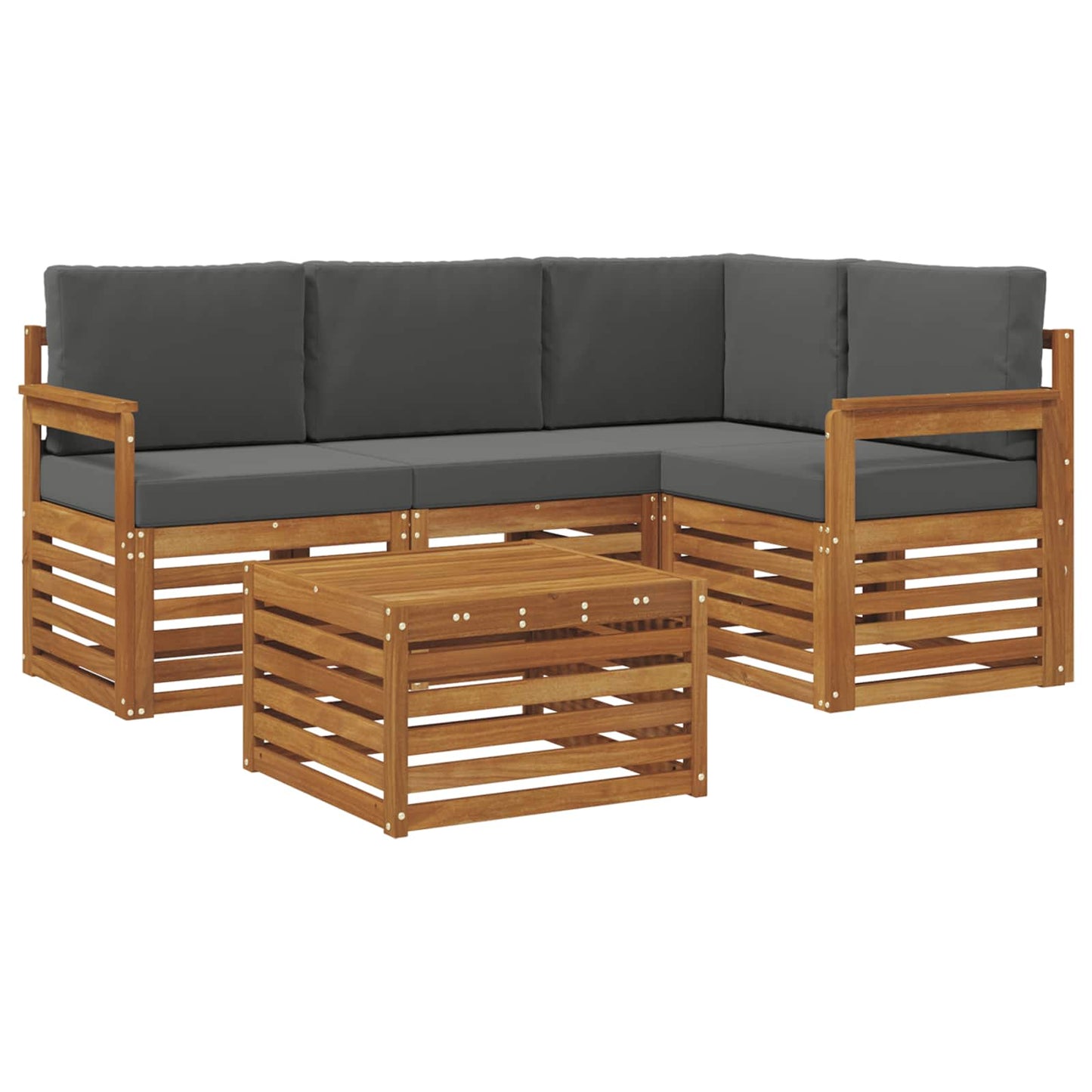 Outdoor-Sofagarnitur 5 stk. Natur und Anthrazit Polyester