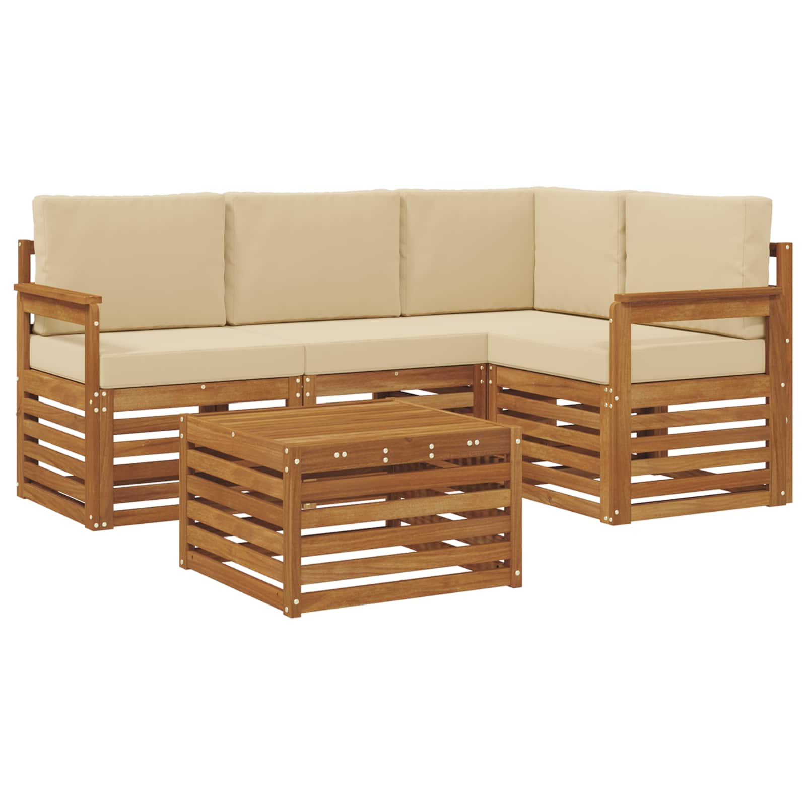 Outdoor-Sofagarnitur 5 stk. Natur und Beige Polyester