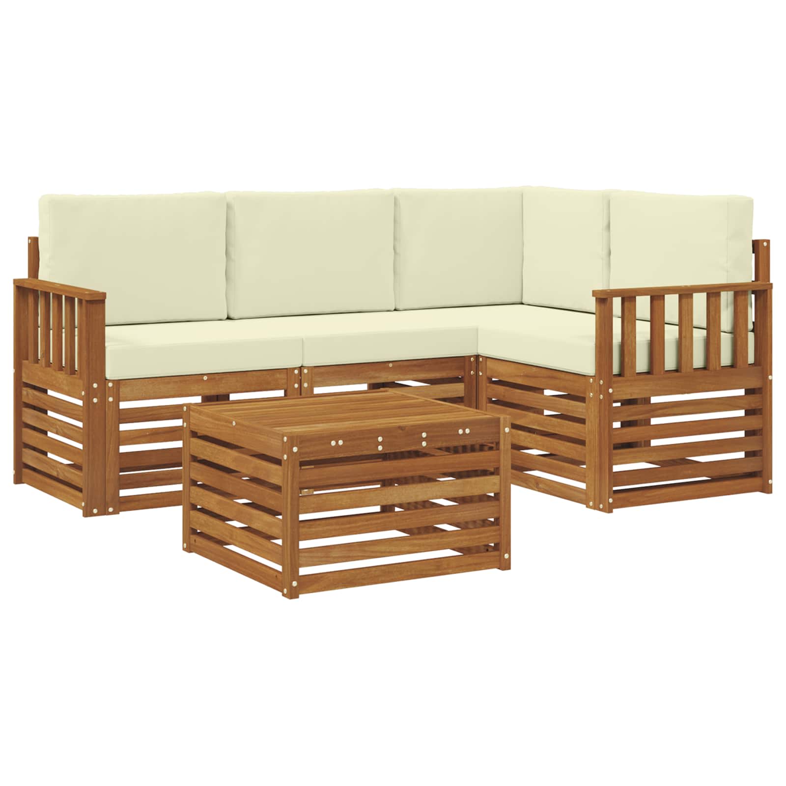 Outdoor-Sofagarnitur mit Kissen 5 pcs Natur und Creme
