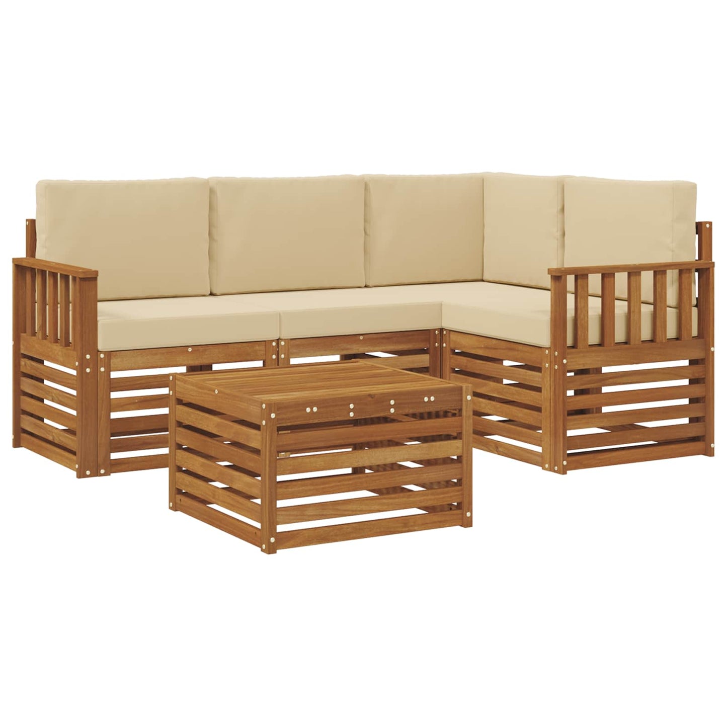Outdoor-Sofagarnitur 5 stk. Natur und Beige Polyester