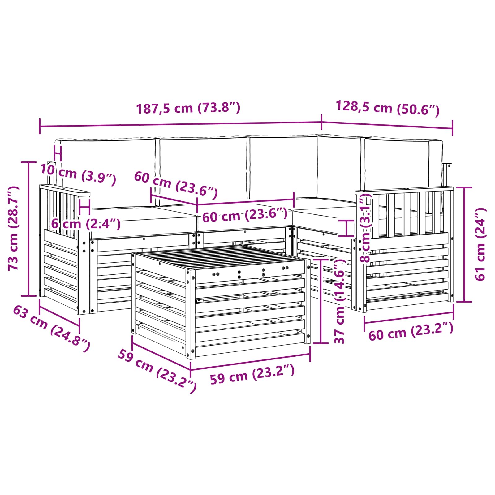 Outdoor-Sofagarnitur 5 stk. Natur und Beige Polyester