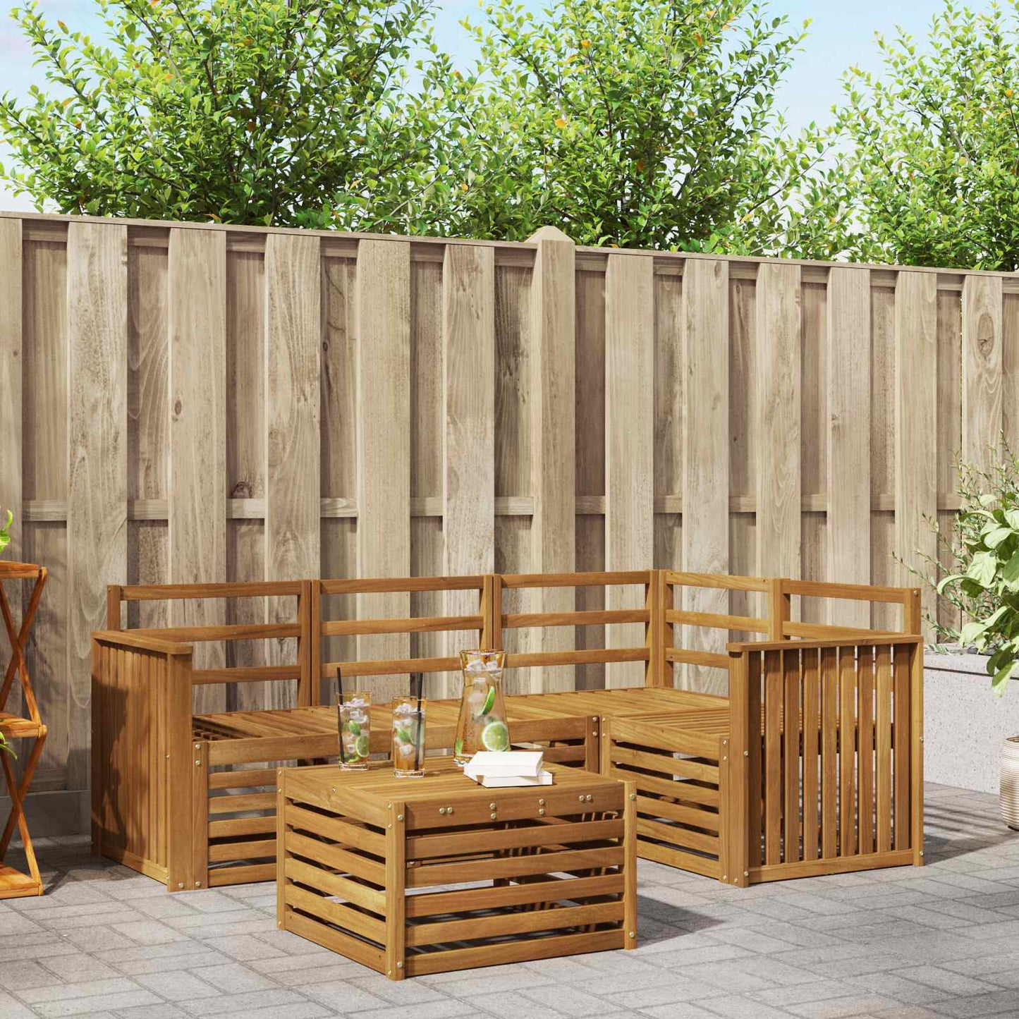 Outdoor-Sofagarnitur 5 pcs Natur