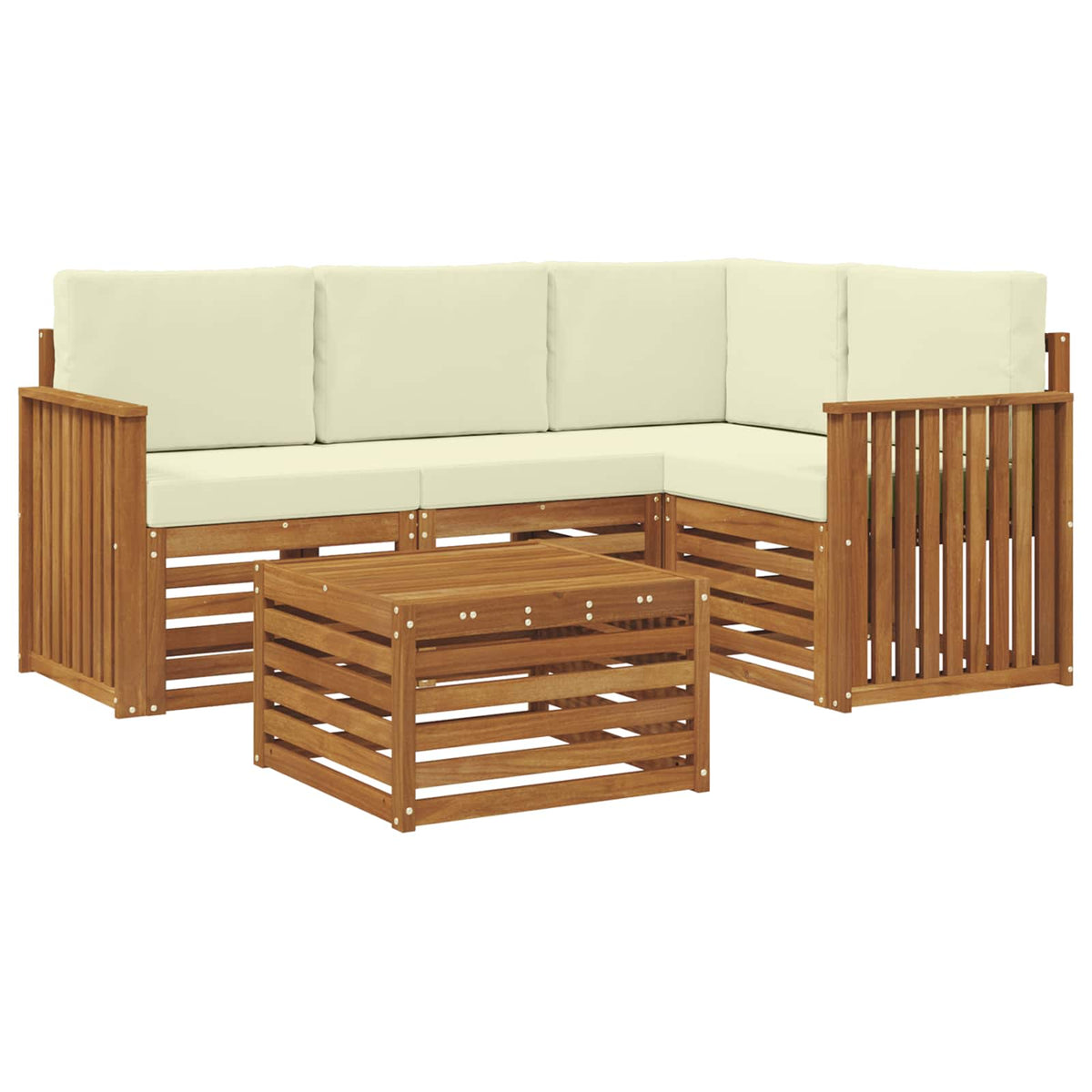 Outdoor-Sofagarnitur 5 stk. Natur und Creme Polyester