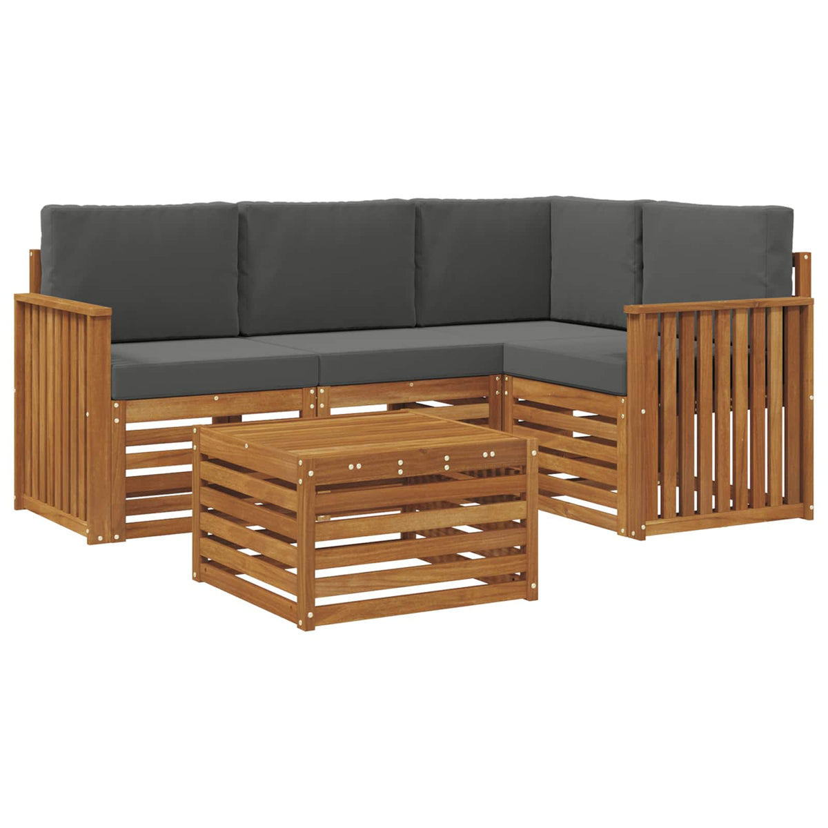 Outdoor-Sofagarnitur 5 stk. Natur und Anthrazit Polyester