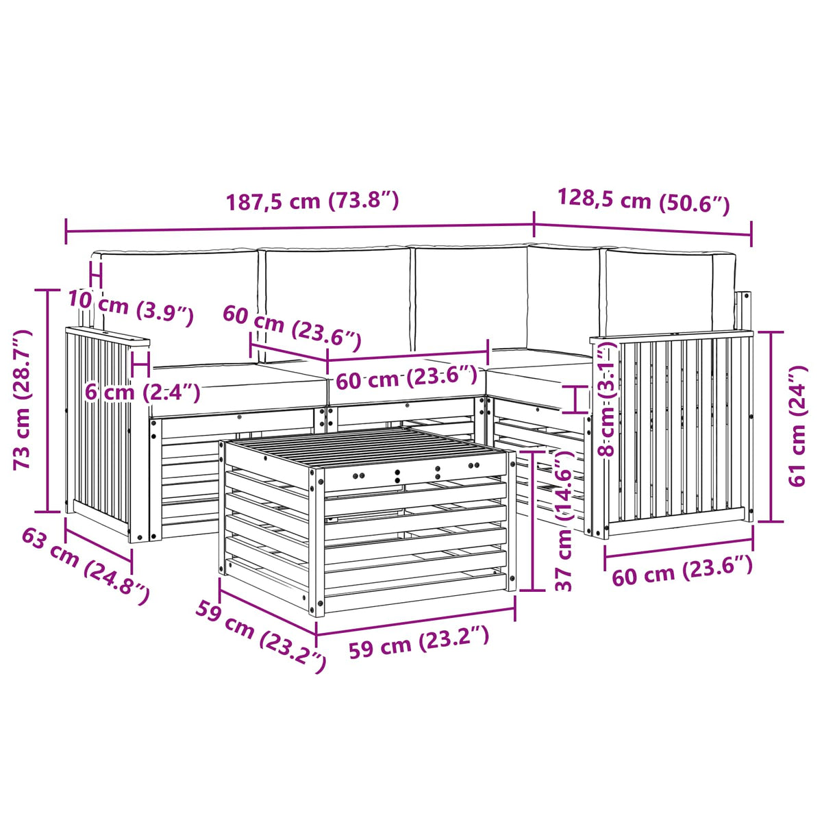 Outdoor-Sofagarnitur 5 stk. Natur und Anthrazit Polyester