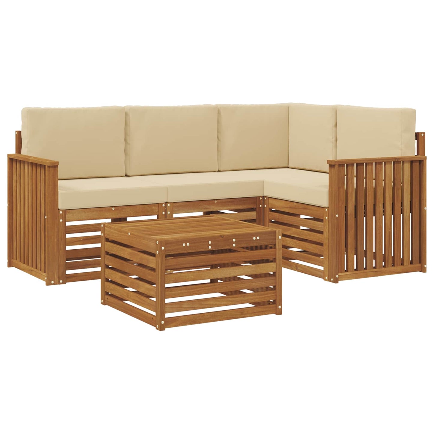 Outdoor-Sofagarnitur 5 stk. Natur und Beige Polyester