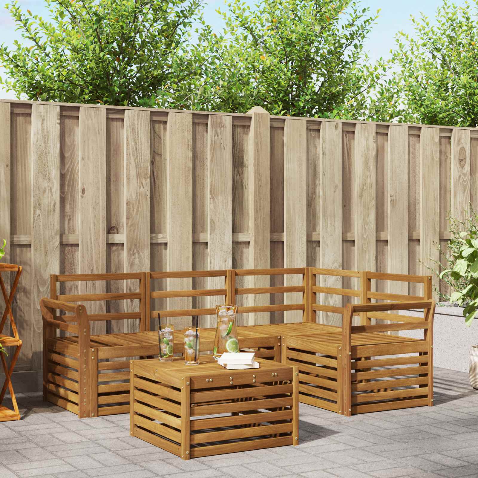 Outdoor-Sofagarnitur 5 pcs Natur
