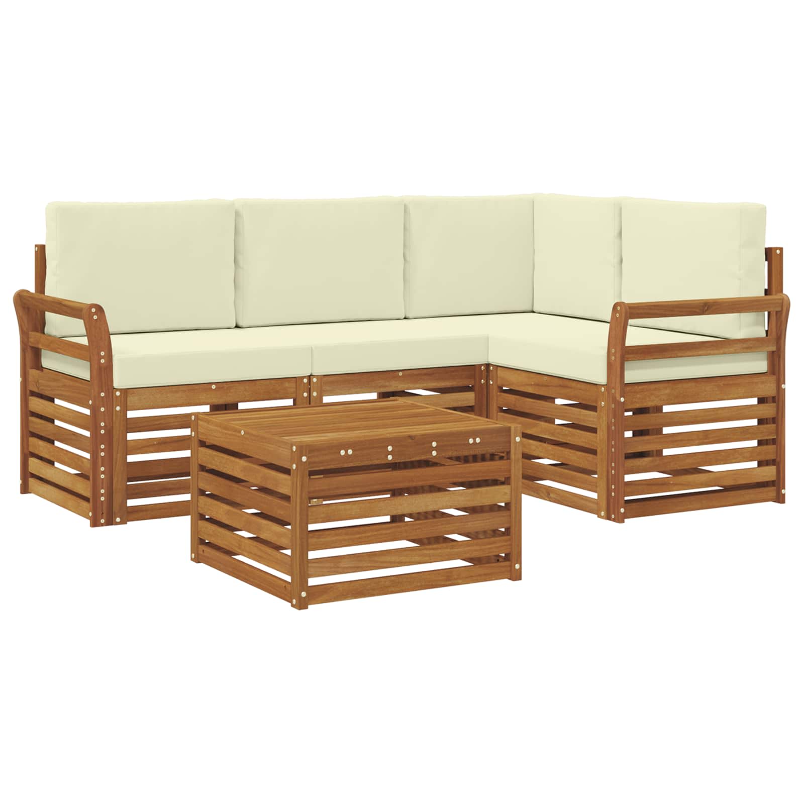 Outdoor-Sofagarnitur 5 stk. Natur und Creme Polyester
