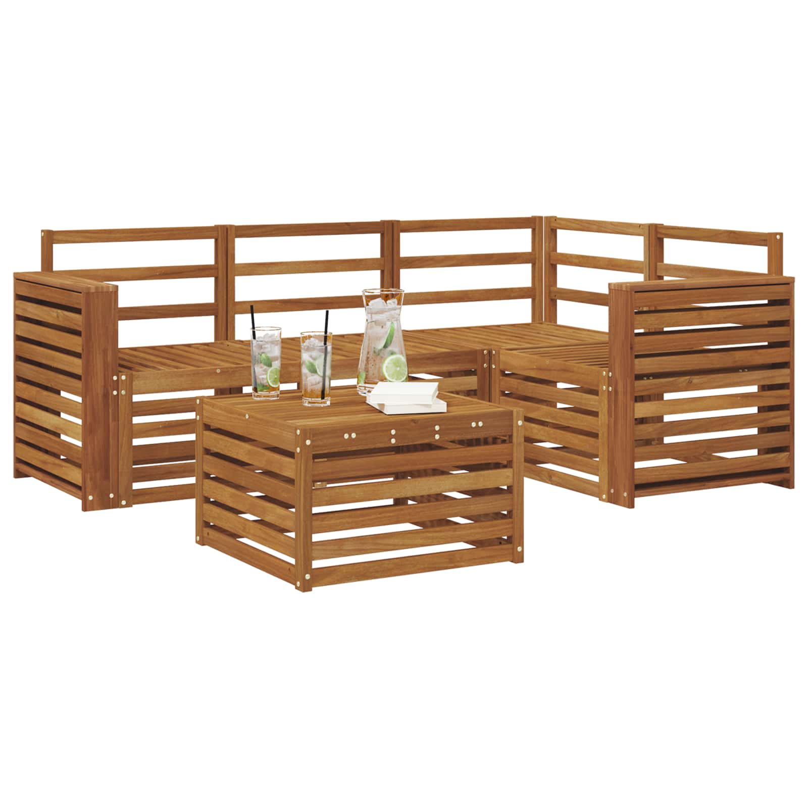 Outdoor-Sofagarnitur 5 pcs Natur