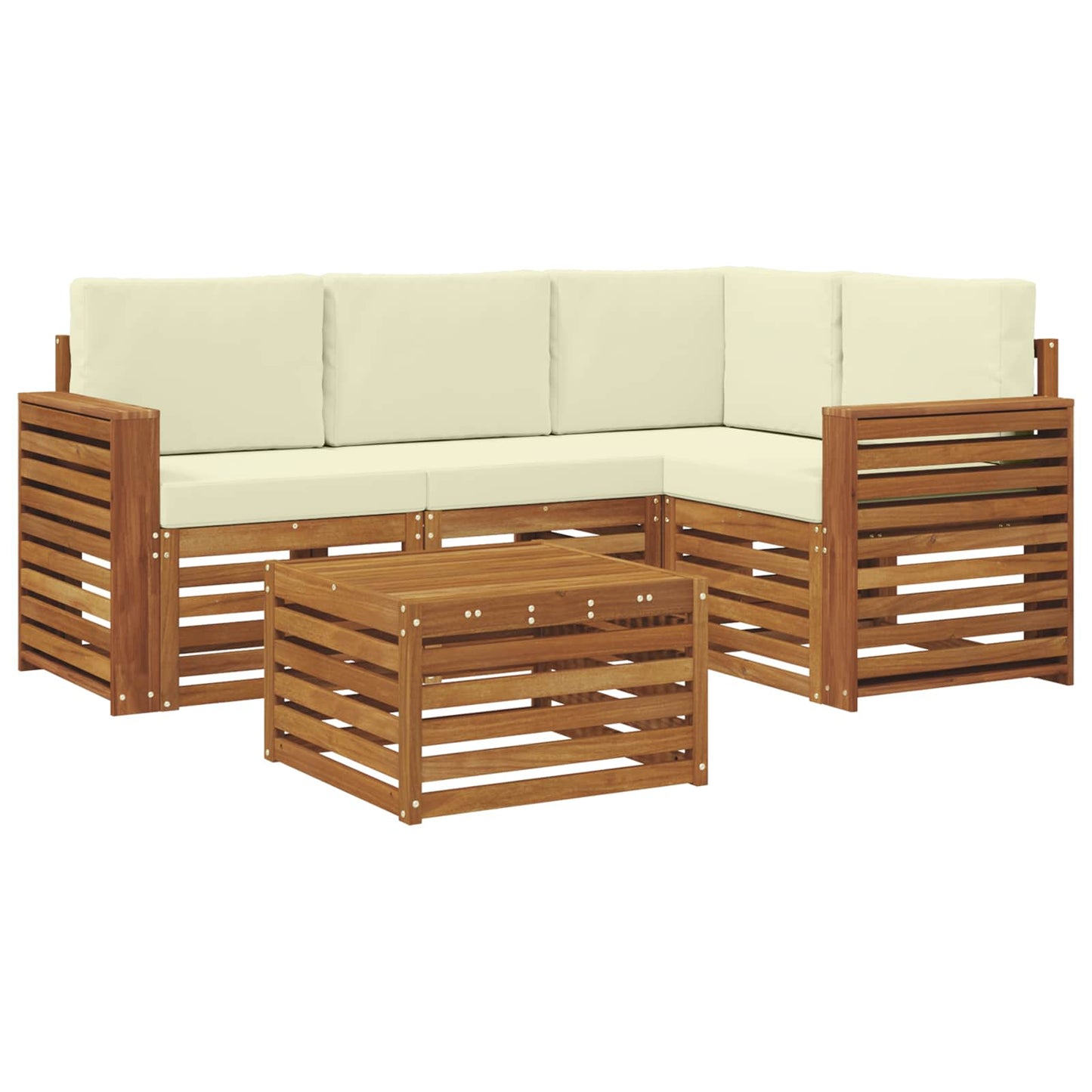 Outdoor-Sofagarnitur mit Kissen 5 pcs Natur und Creme