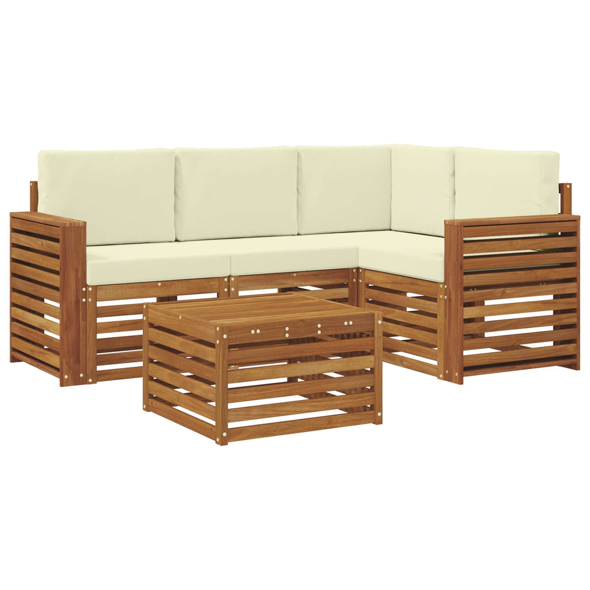 Outdoor-Sofagarnitur 5 stk. Natur und Creme Polyester
