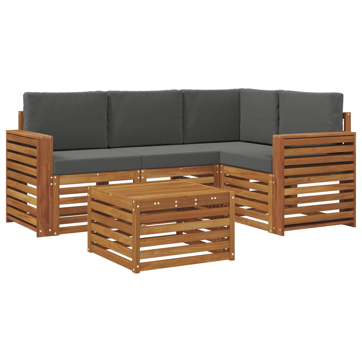 Outdoor-Sofagarnitur 5 stk. Natur und Anthrazit Polyester
