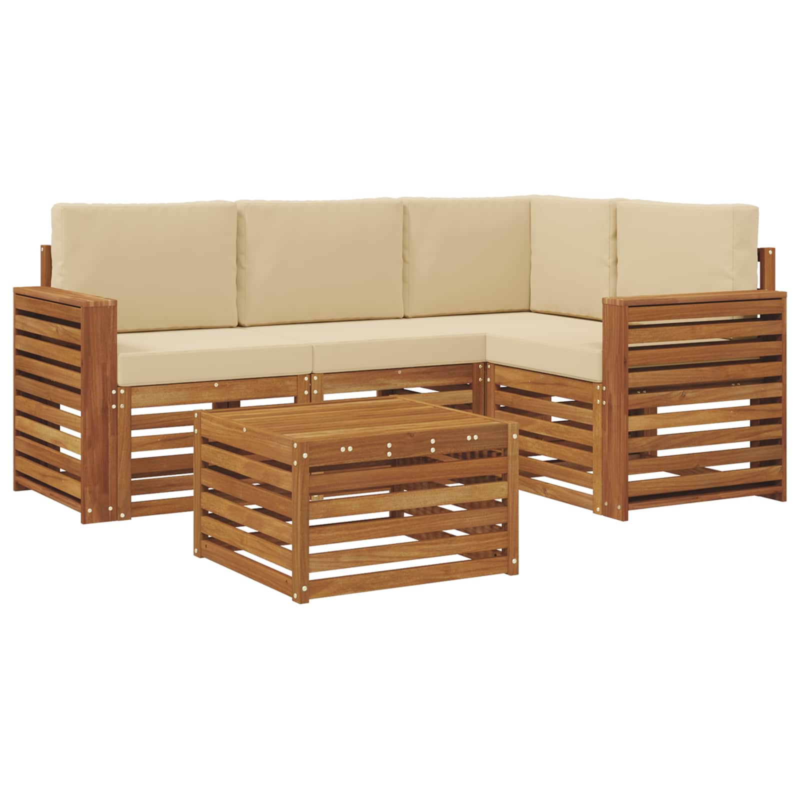 Outdoor-Sofagarnitur 5 stk. Natur und Beige Polyester