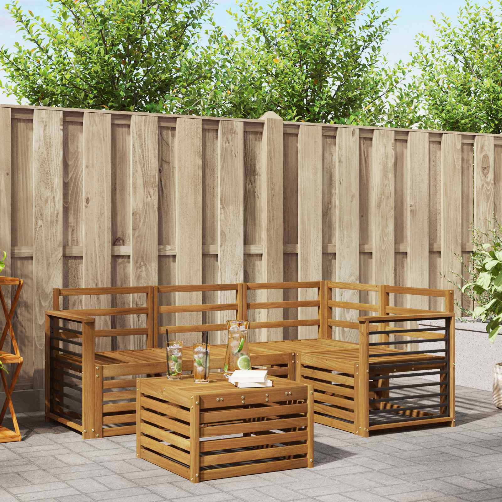 Outdoor-Sofagarnitur 5 pcs Natur Massivholz Akazie