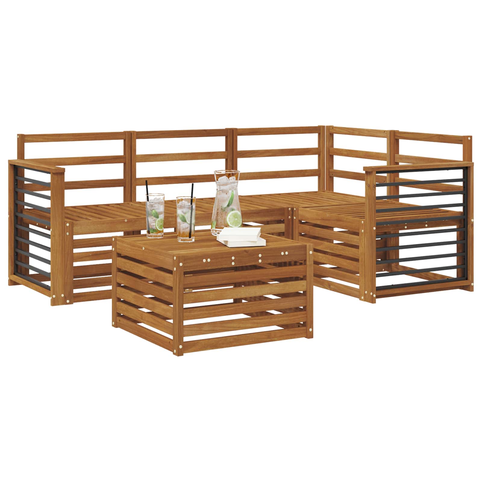 Outdoor-Sofagarnitur 5 pcs Natur Massivholz Akazie
