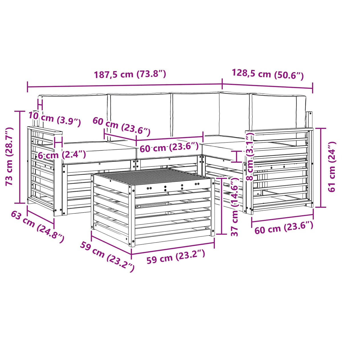 Outdoor-Sofagarnitur 5 stk. Natur und Anthrazit Polyester