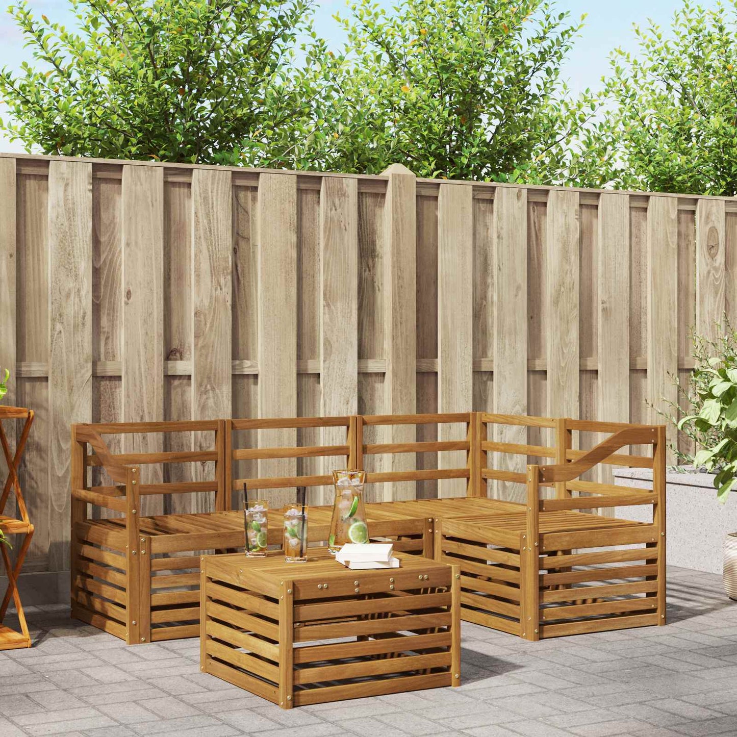 Outdoor-Sofagarnitur 5 pcs Natur