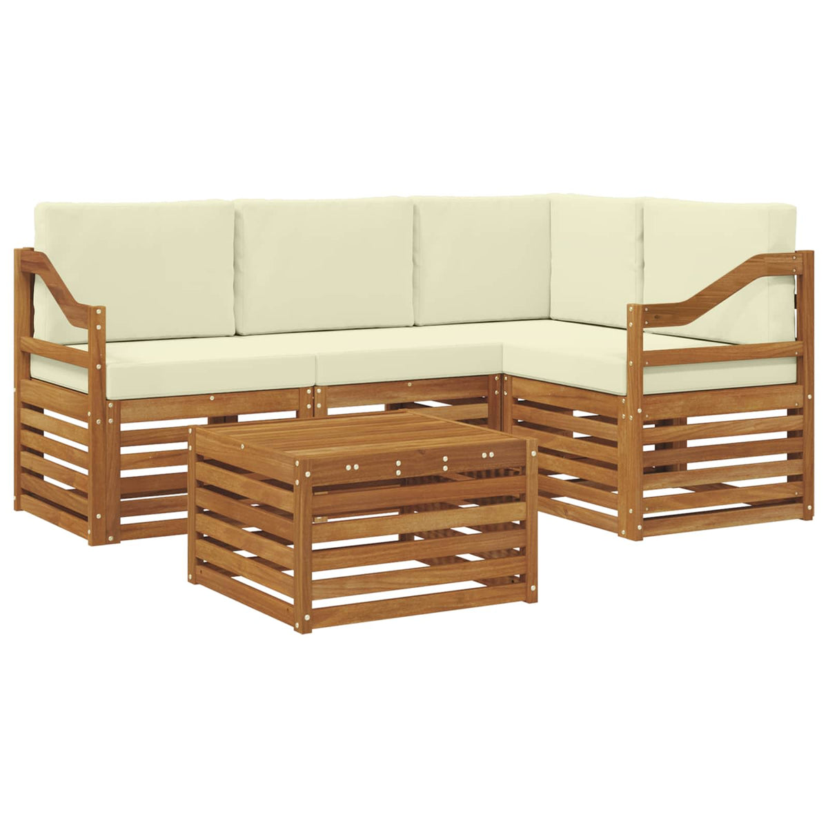 Outdoor-Sofagarnitur 5 stk. Natur und Creme Polyester