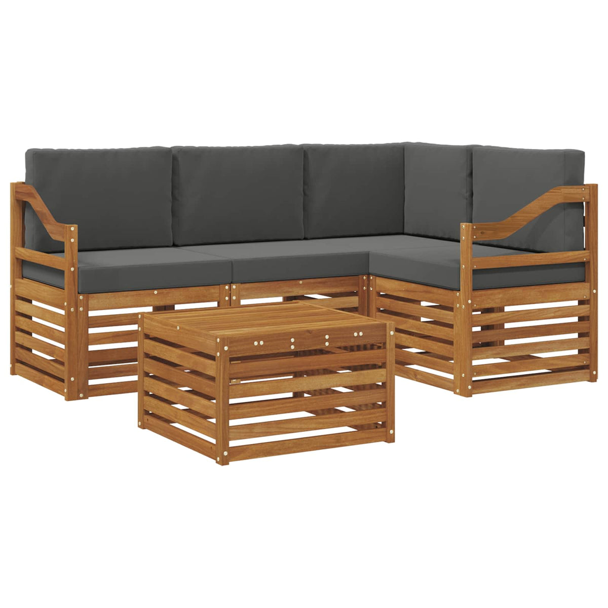 Outdoor-Sofagarnitur 5 stk. Natur und Anthrazit Polyester