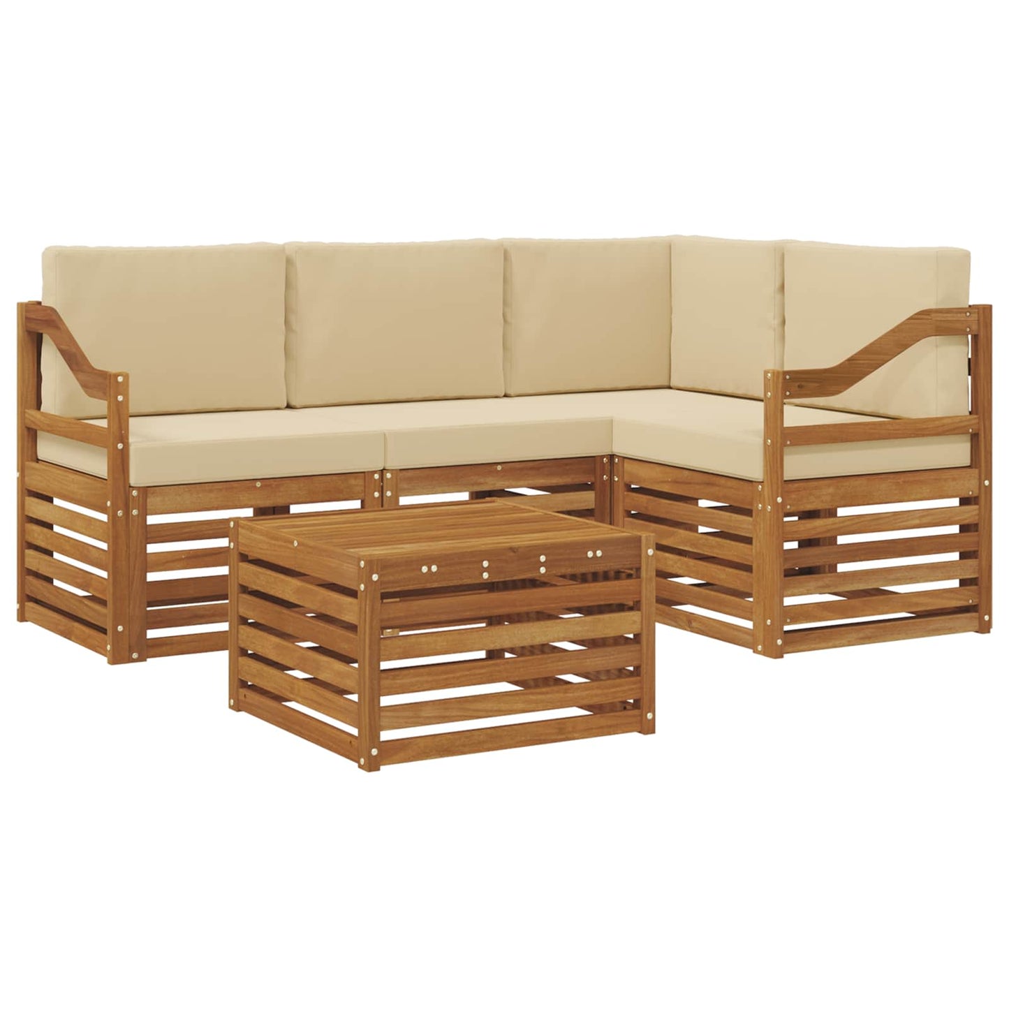 Outdoor-Sofagarnitur 5 stk. Natur und Beige Polyester