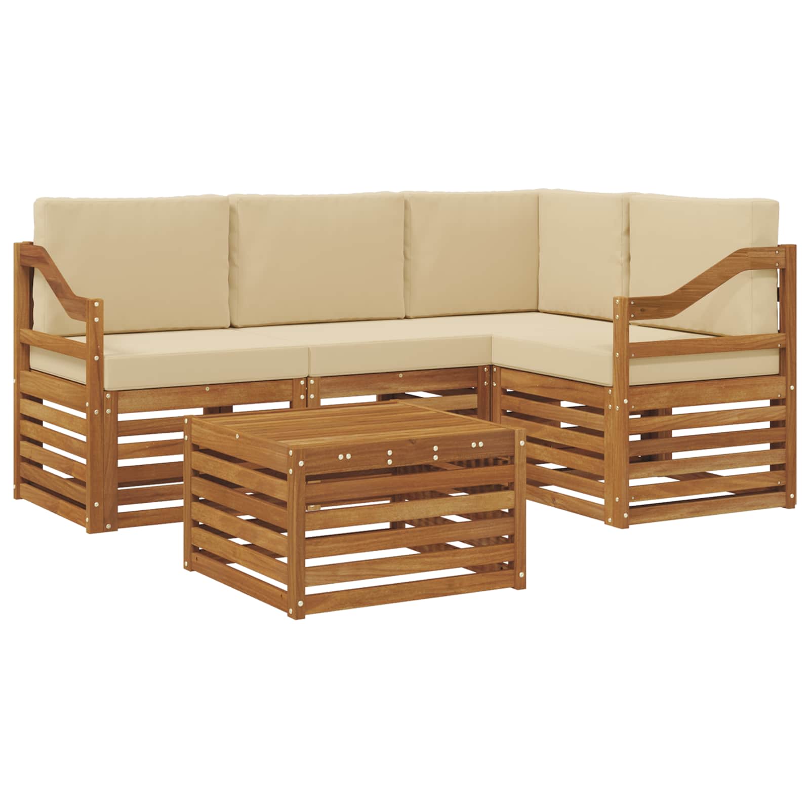 Outdoor-Sofagarnitur 5 stk. Natur und Beige Polyester