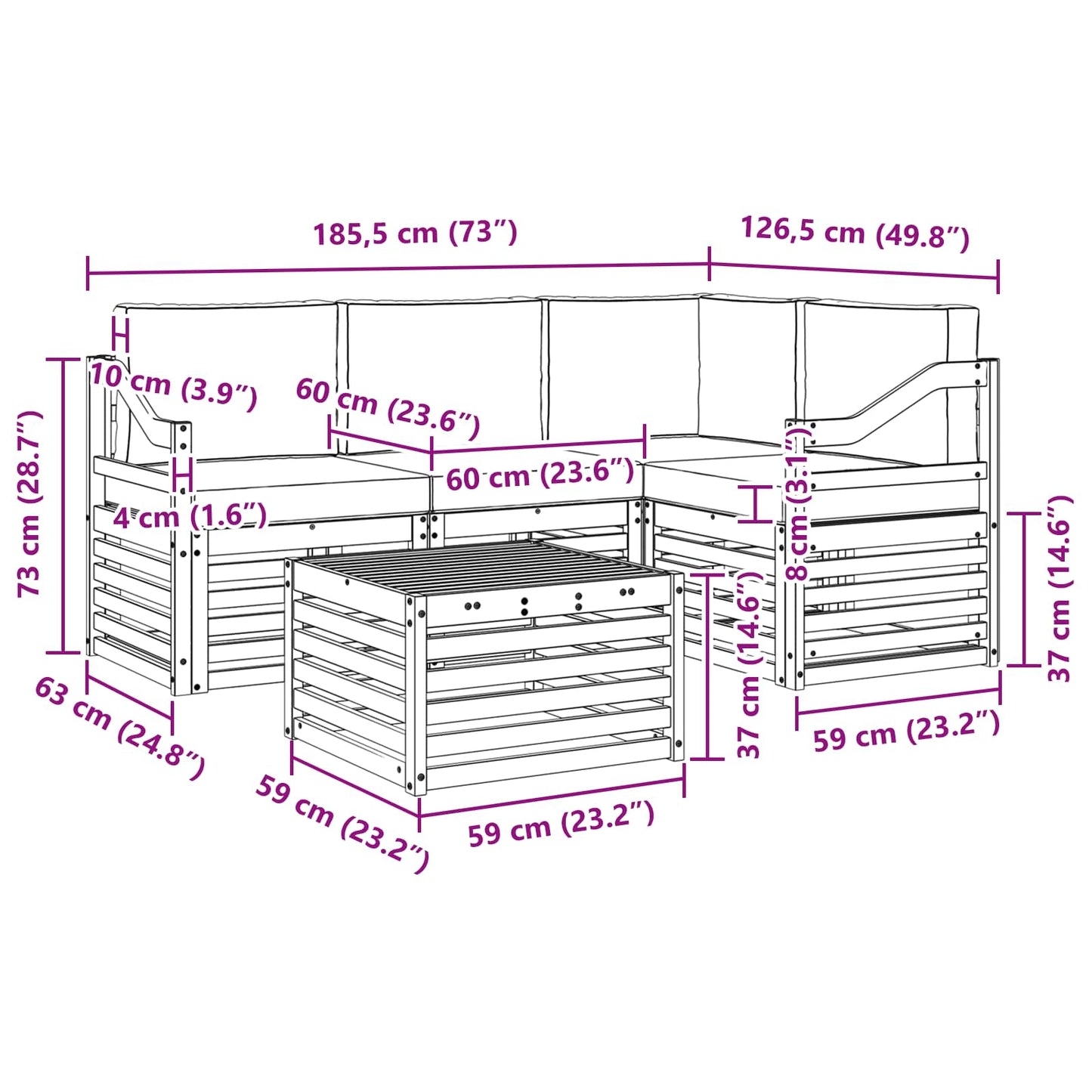 Outdoor-Sofagarnitur 5 stk. Natur und Beige Polyester