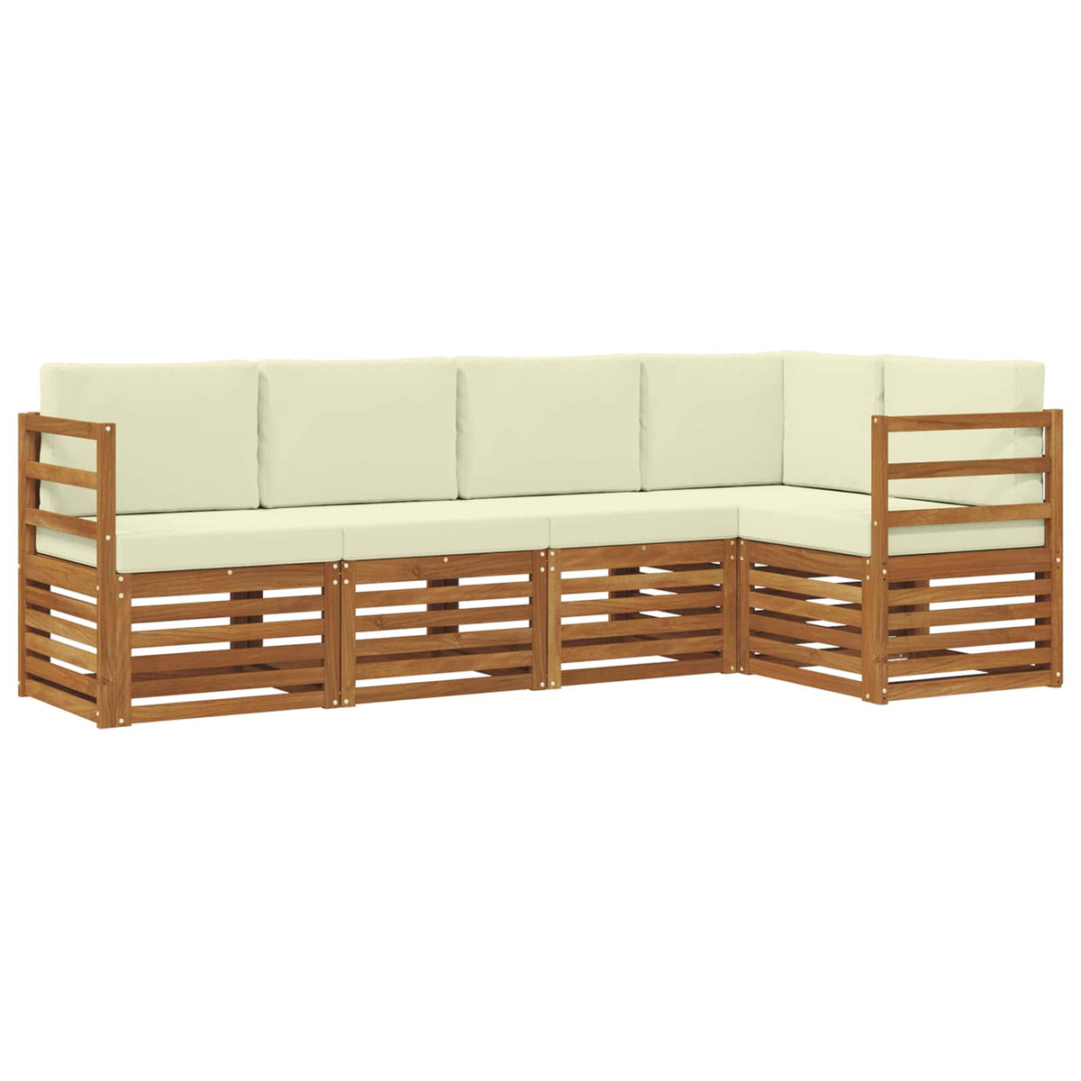 Outdoor-Sofagarnitur 5 stk. Natur und Creme Polyester