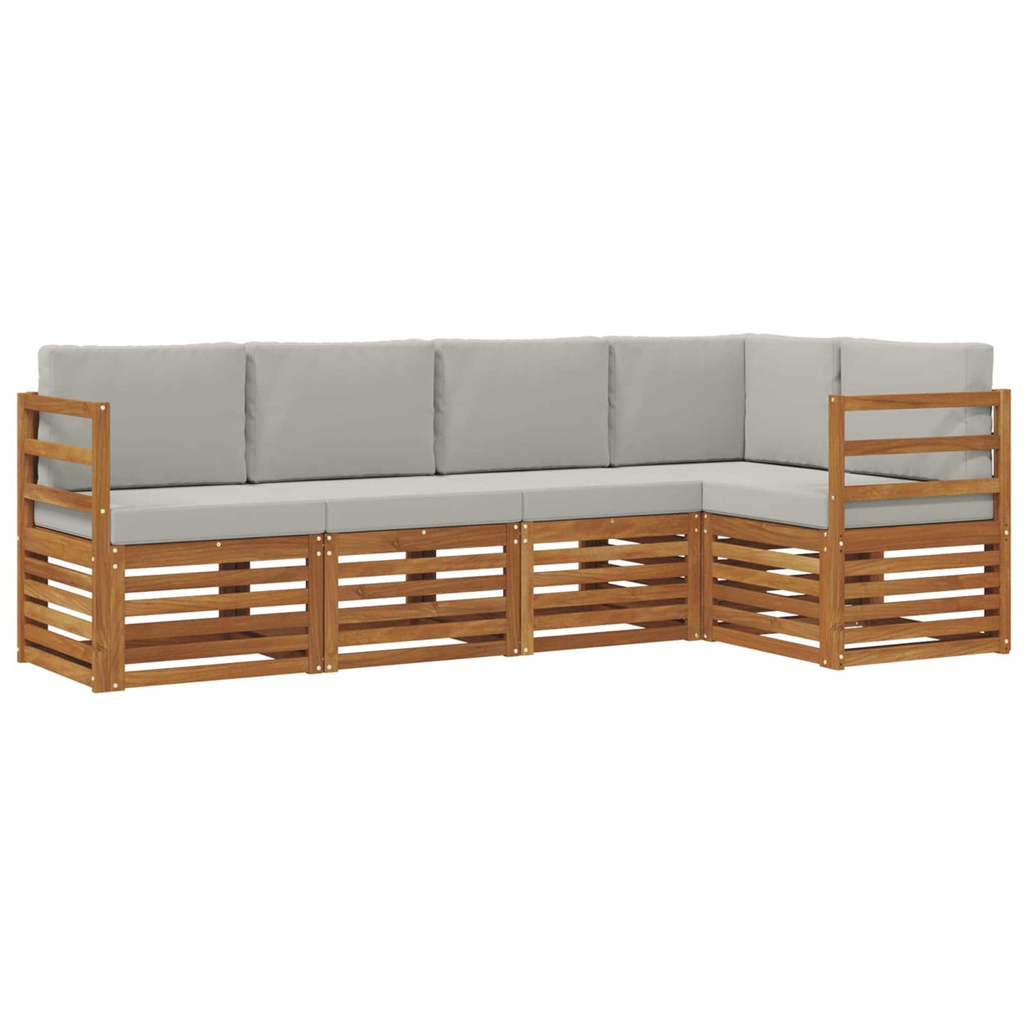 Outdoor-Sofagarnitur 5 stk. Natürlich und Hellgrau Polyester